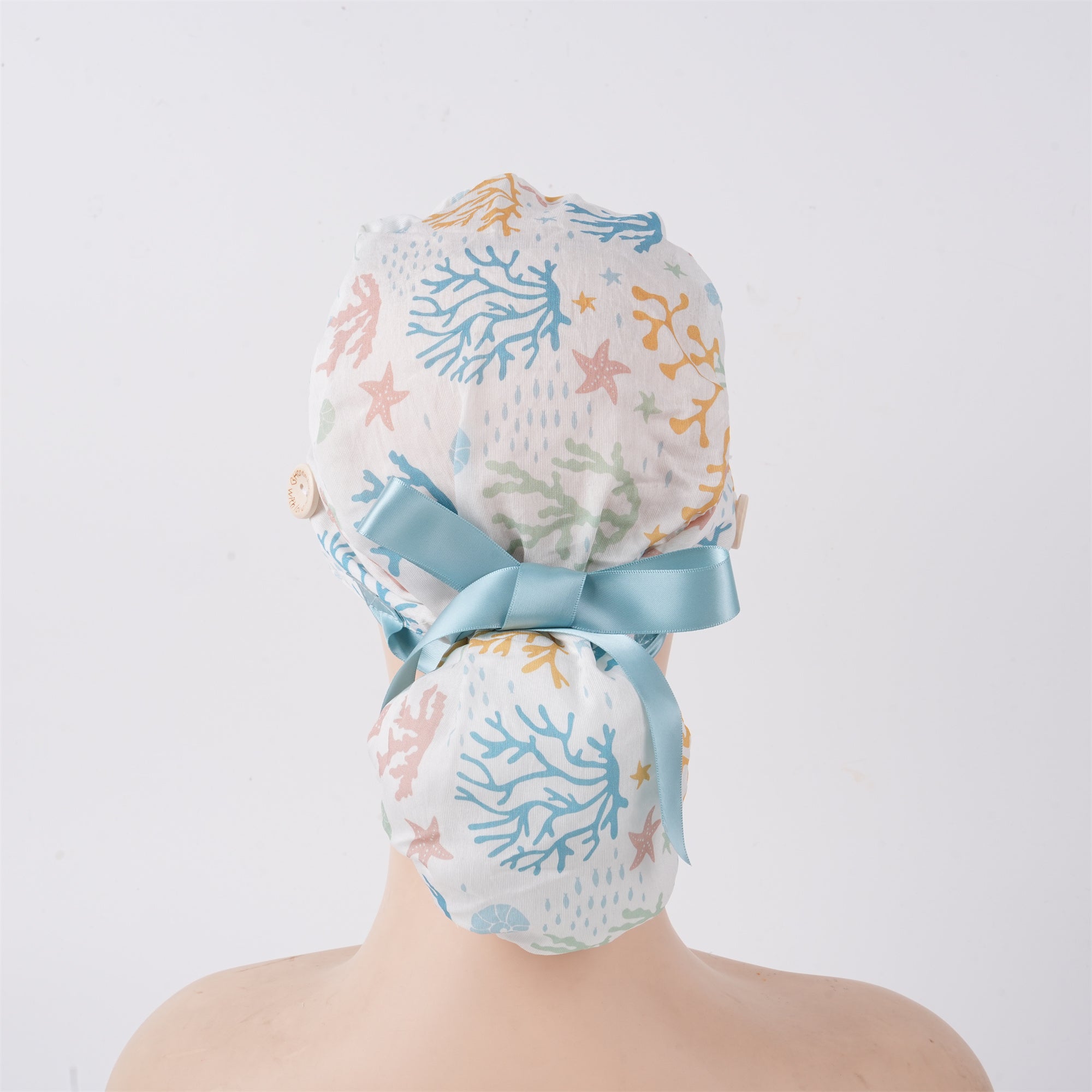 Ocean Coral Ponytail Scrub Cap