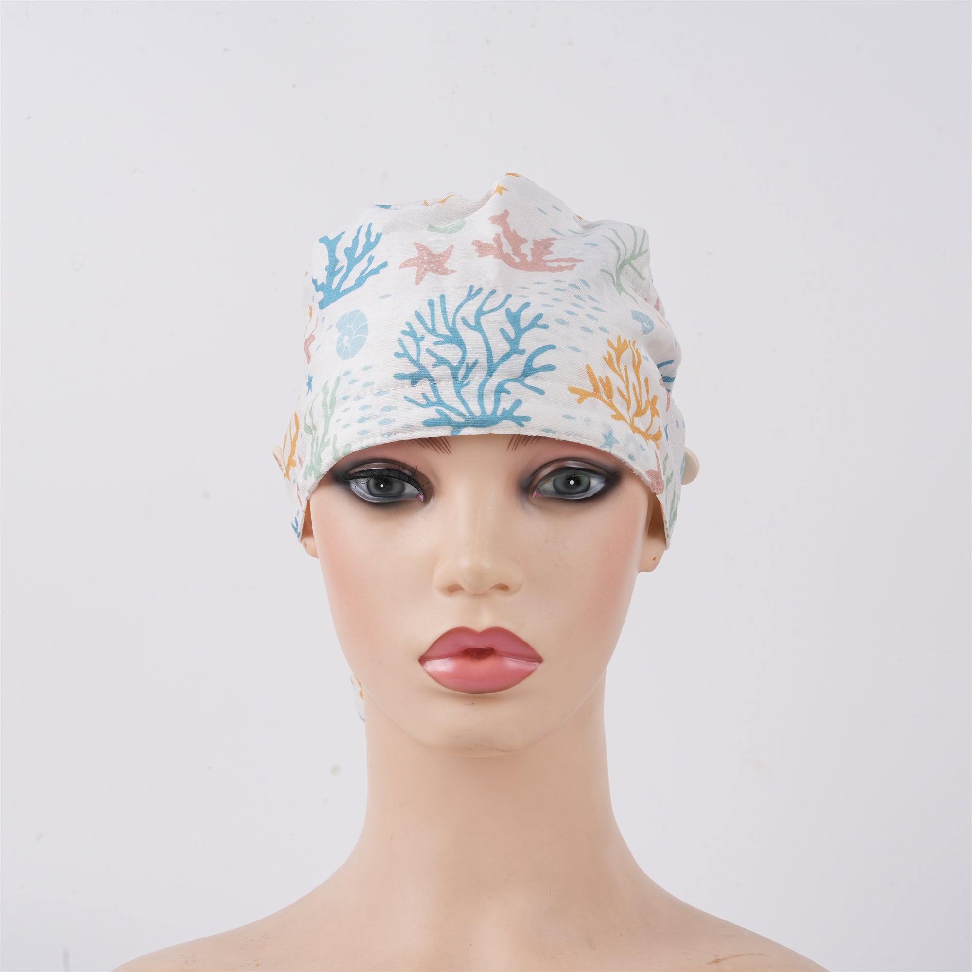 Ocean Coral Ponytail Scrub Cap