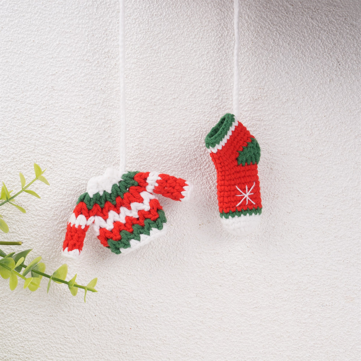 Crochet Christmas Ornaments,Red Mini Car Hanging