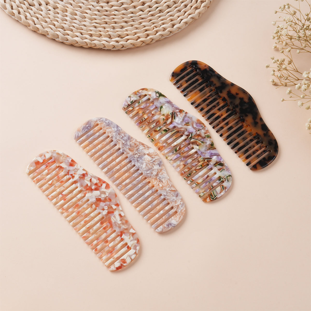 Acetate Hair Comb for Adults & Kids, Marble Tortoise Bridal Bridesmaid Gift