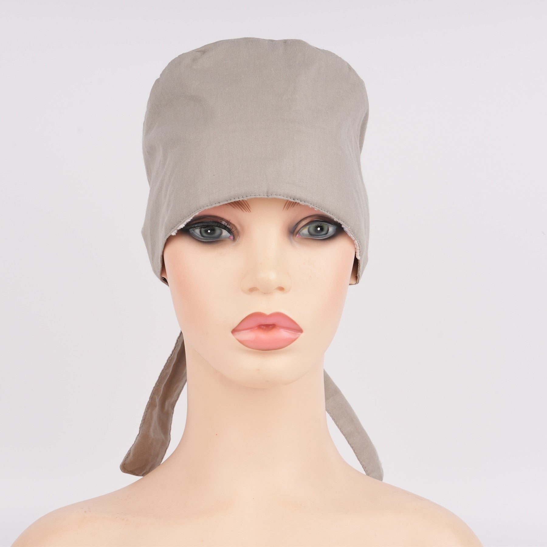 Grey Solid Cotton Surgical Scrub Cap - Tie-back Style