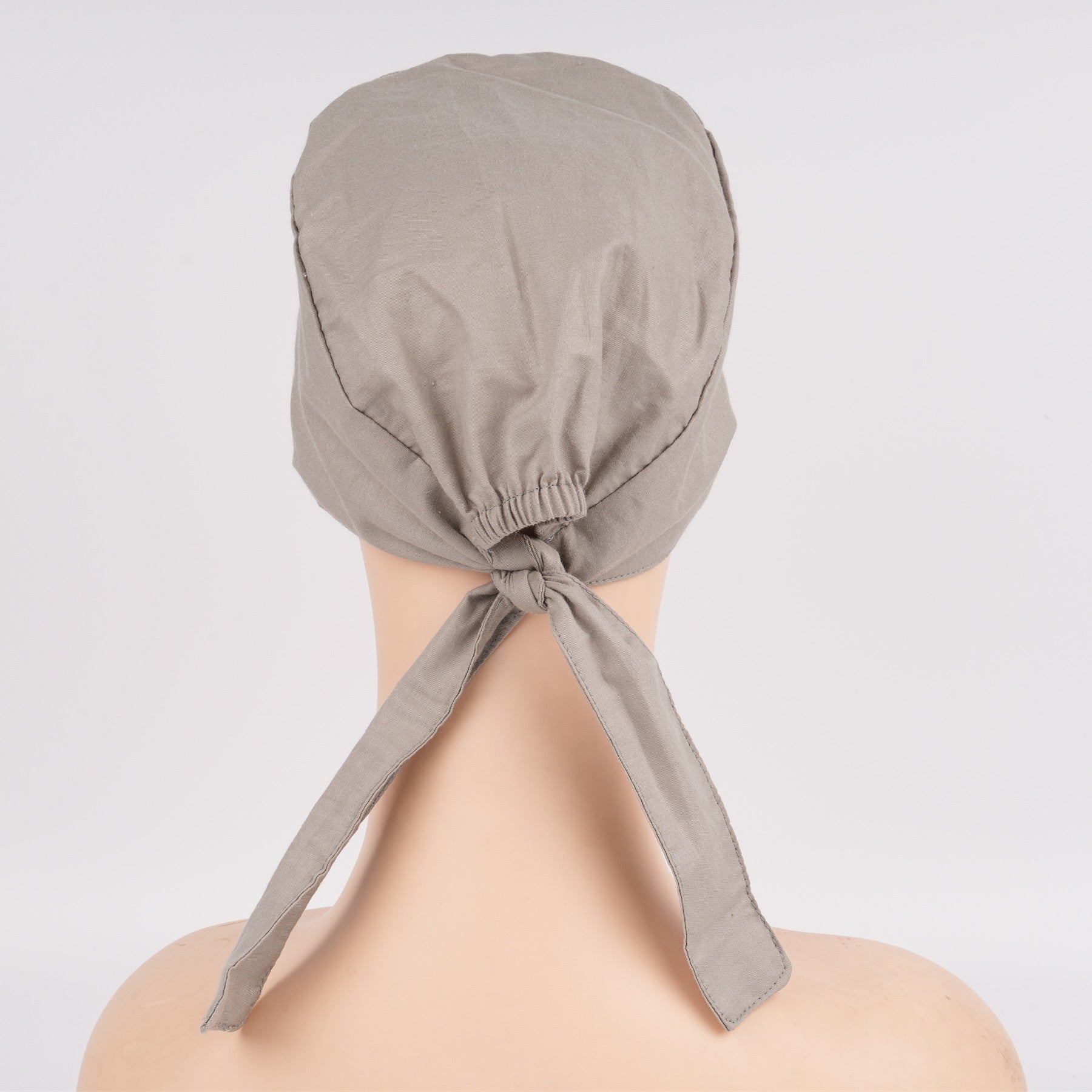 Grey Solid Cotton Surgical Scrub Cap - Tie-back Style