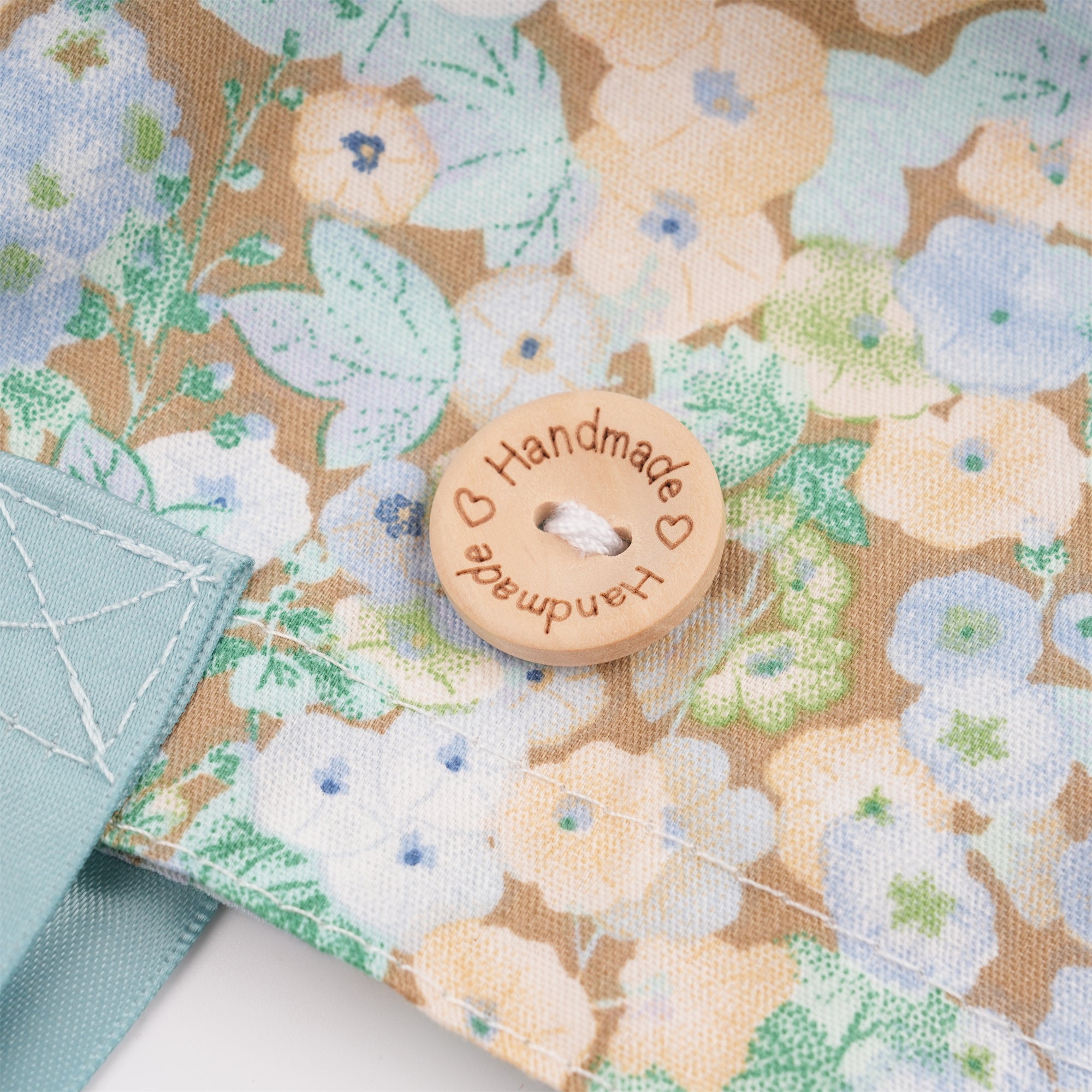 Blue Flower in Brown Cotton Ponytail Scrub Cap