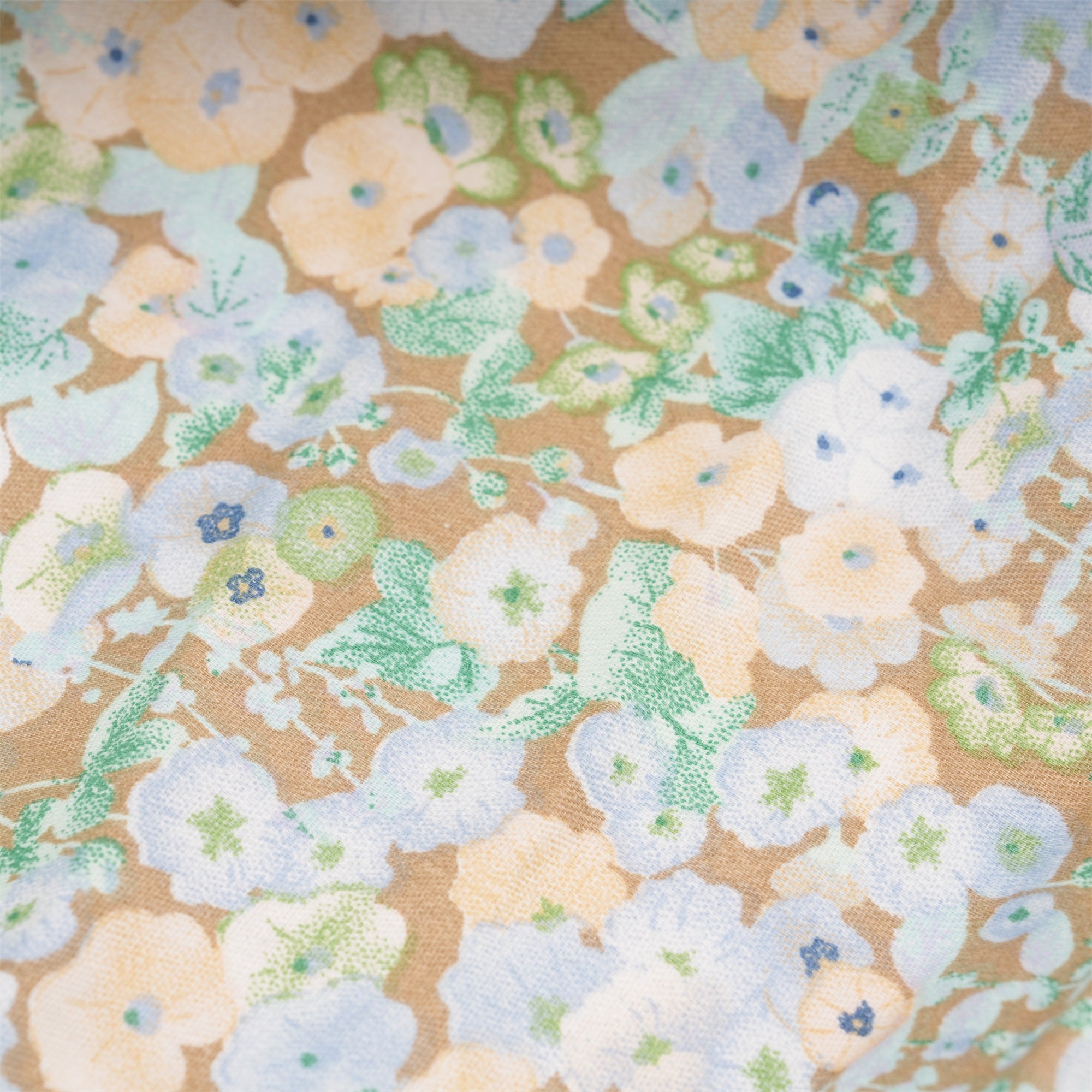 Blue Flower in Brown Cotton Ponytail Scrub Cap