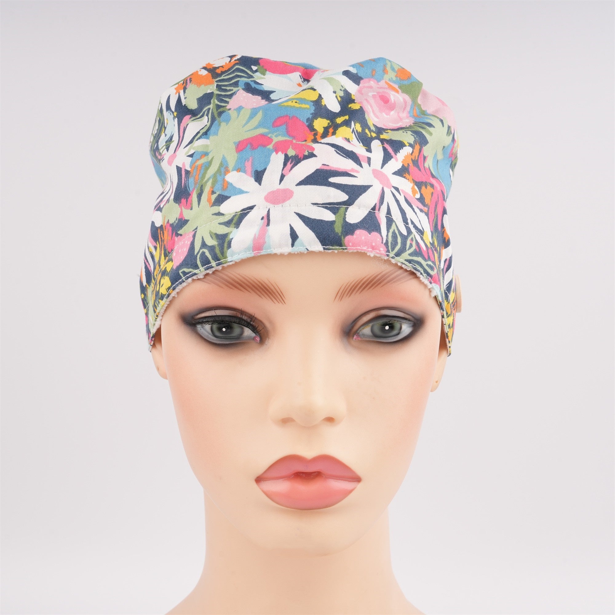 Watercolor Flower Cotton Ponytail Scrub Cap