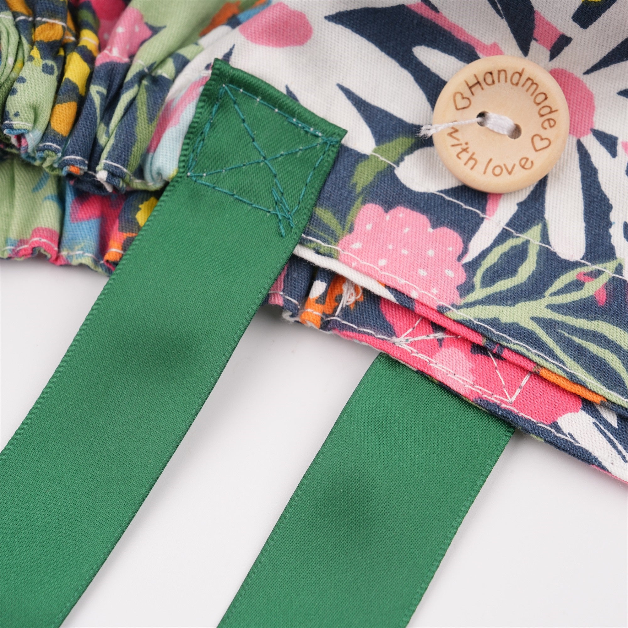 Watercolor Flower Cotton Ponytail Scrub Cap