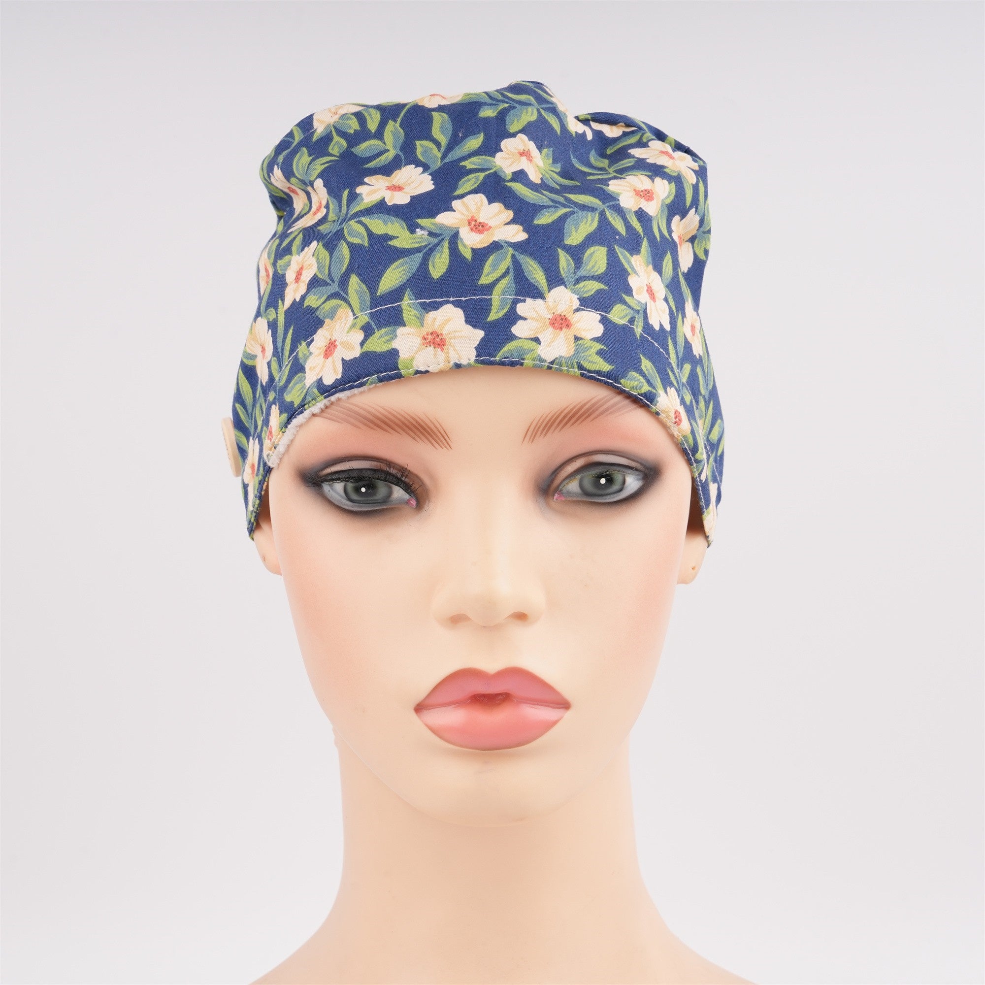 Fall Yellow Floral Cotton Ponytail Scrub Cap