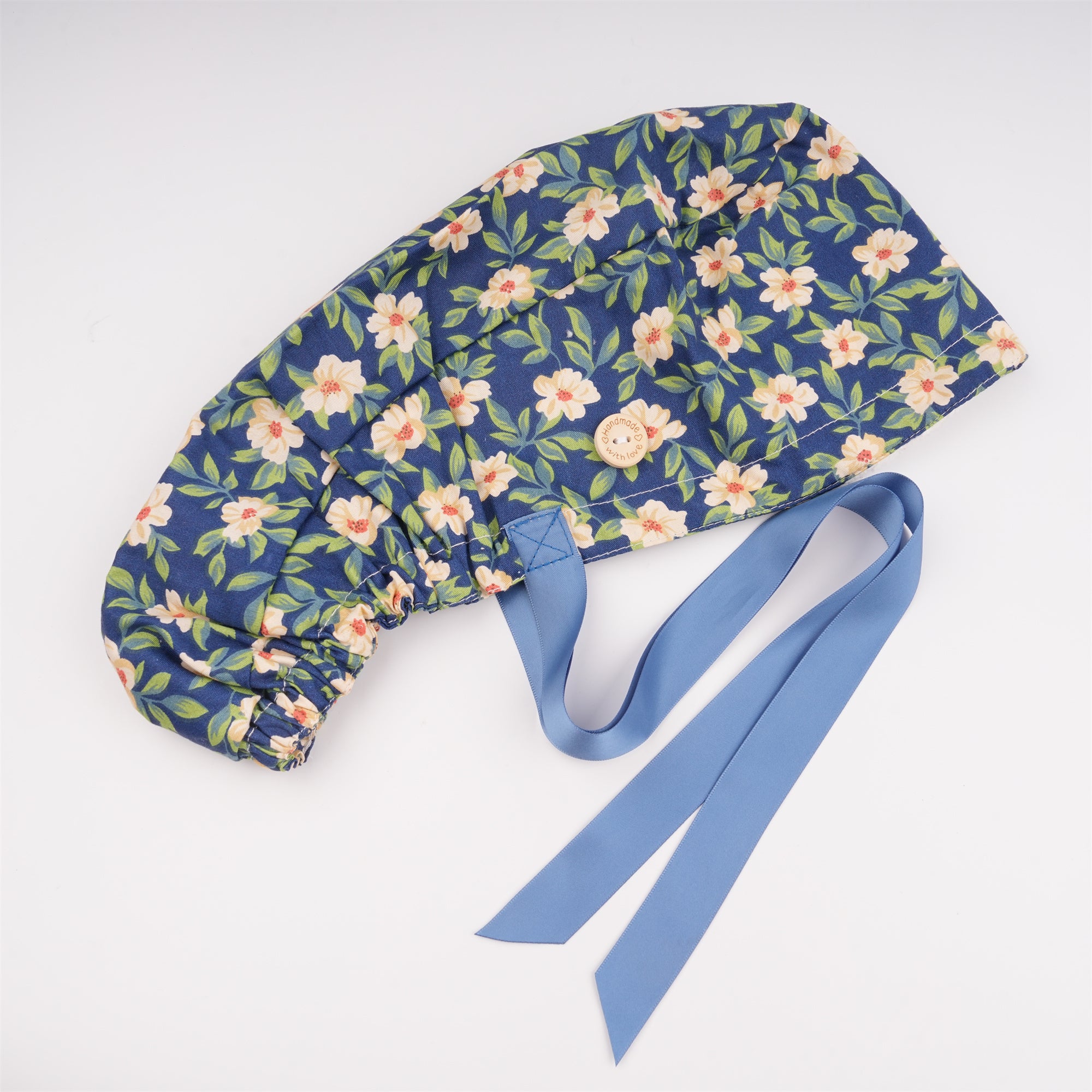 Fall Yellow Floral Cotton Ponytail Scrub Cap