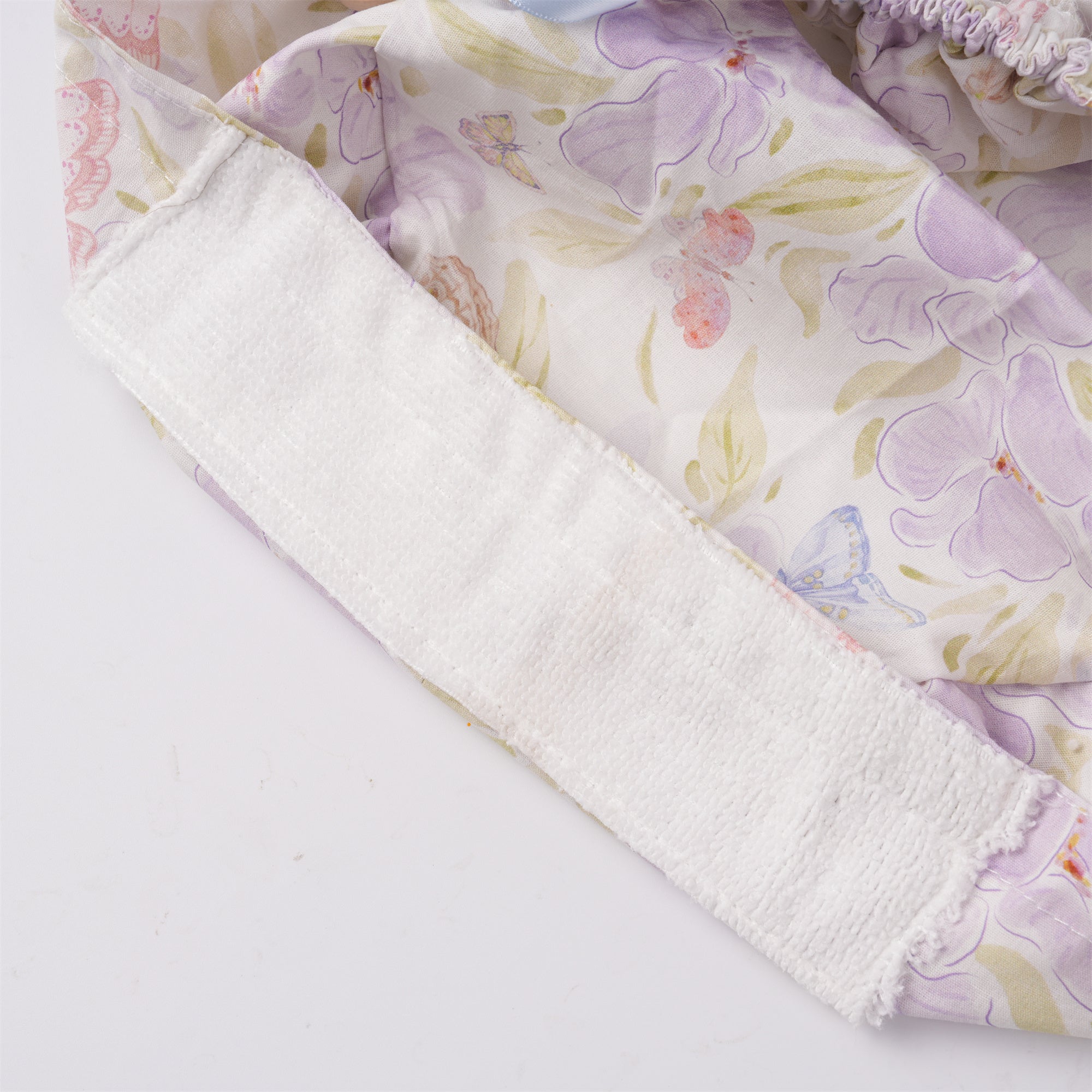 Purple Floral Butterfly Cotton Ponytail Scrub Cap
