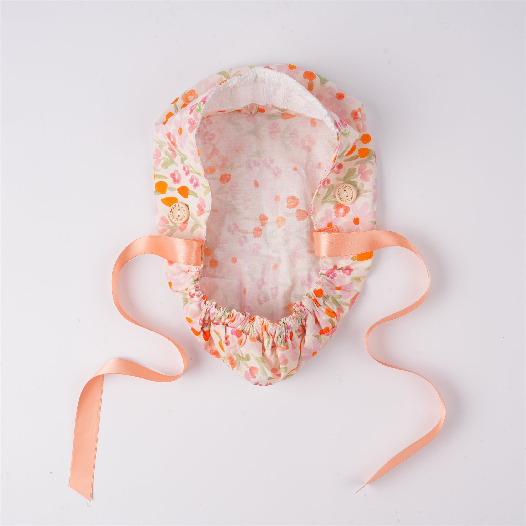 Hot Pink Floral Mushroom Cotton Ponytail Scrub Cap