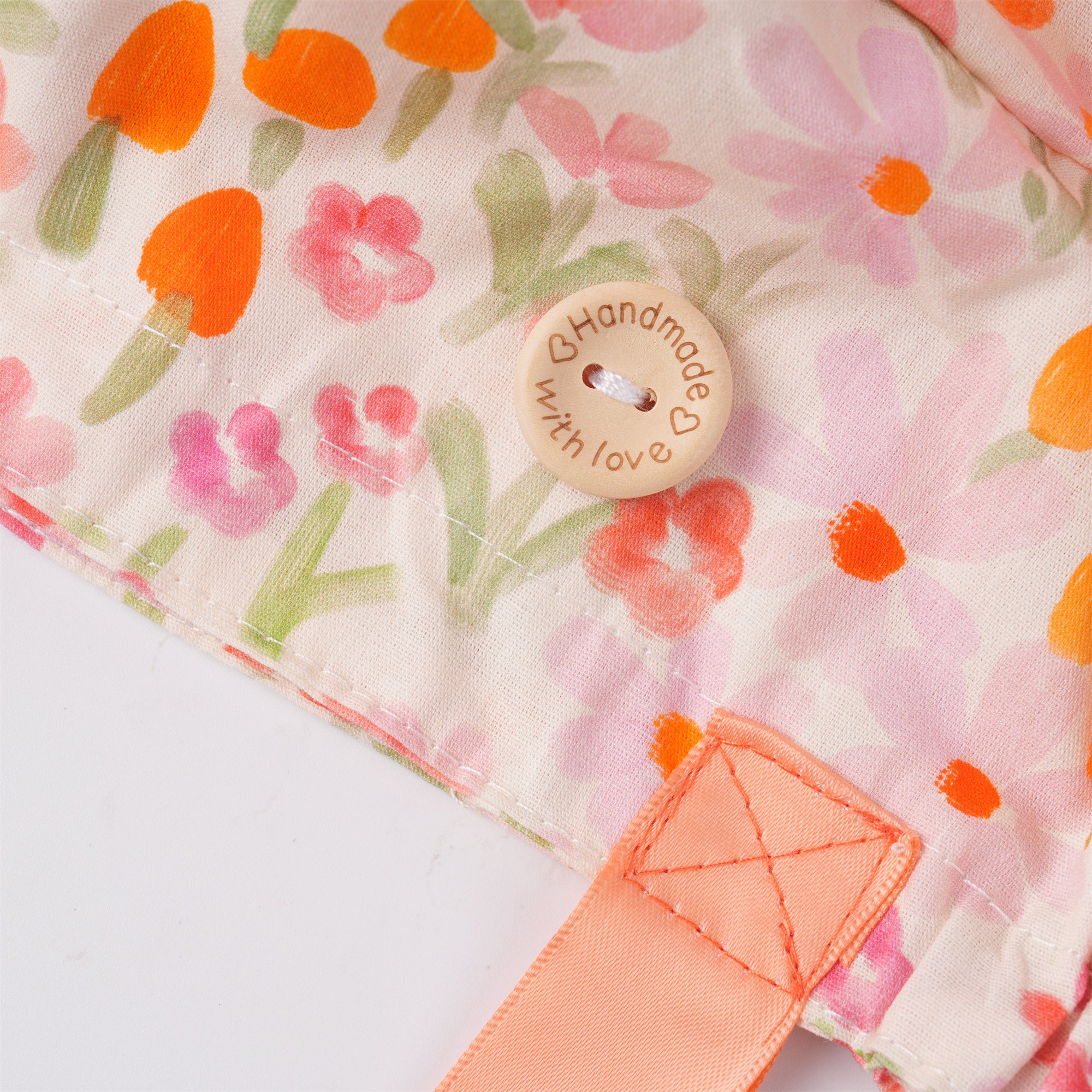 Hot Pink Floral Mushroom Cotton Ponytail Scrub Cap