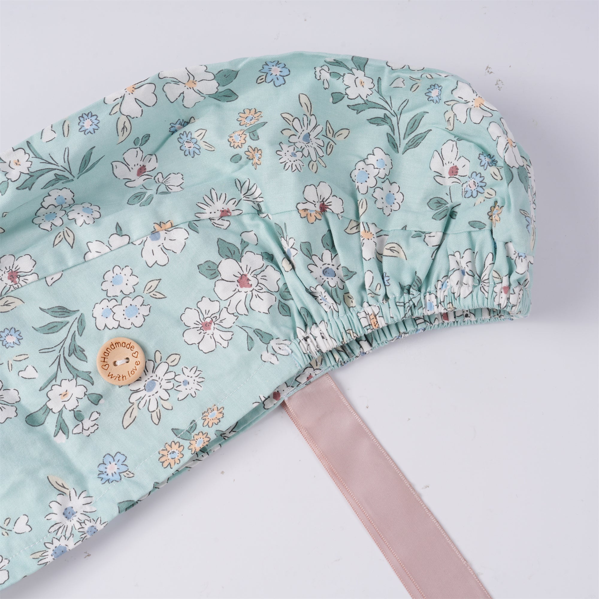 Cotton Ponytail Scrub Cap Handmade, Mint Green OR Hat