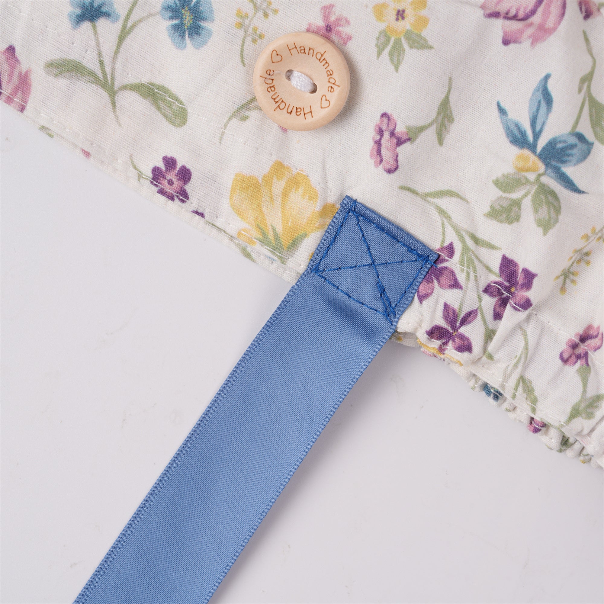 Small Flower Cotton Ponytail Scrub Cap,Purple Blue Yellow