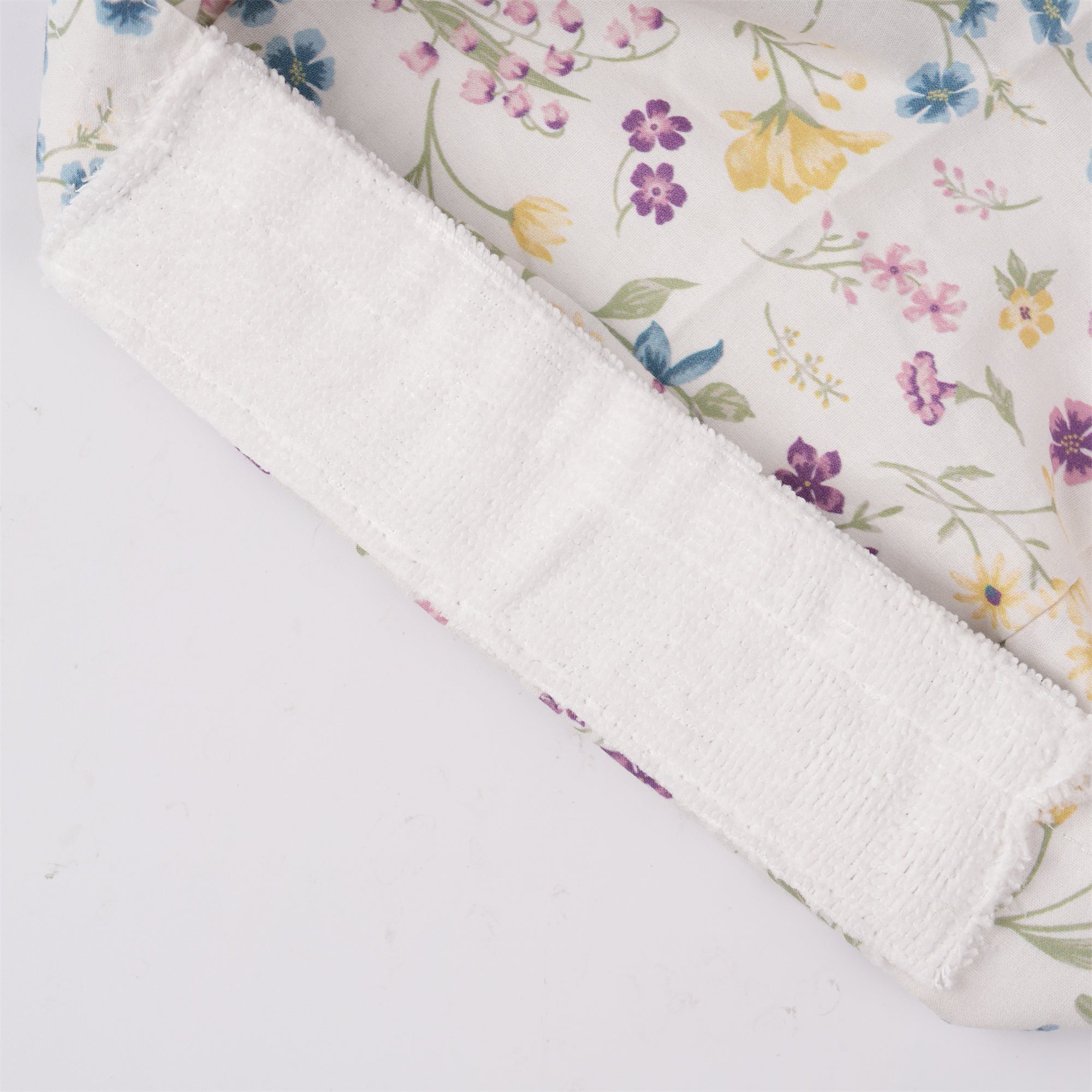 Small Flower Cotton Ponytail Scrub Cap,Purple Blue Yellow