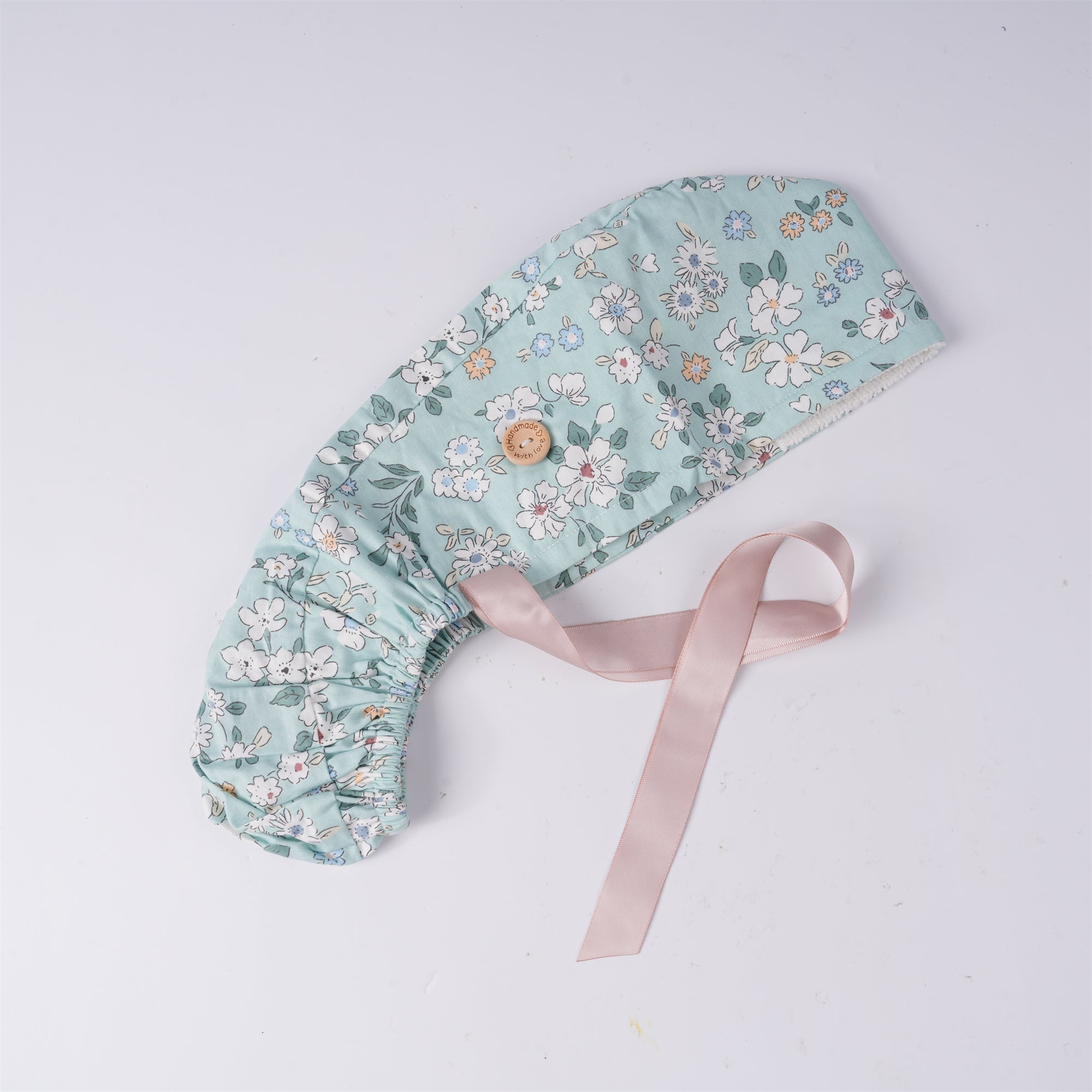 Cotton Ponytail Scrub Cap Handmade, Mint Green OR Hat