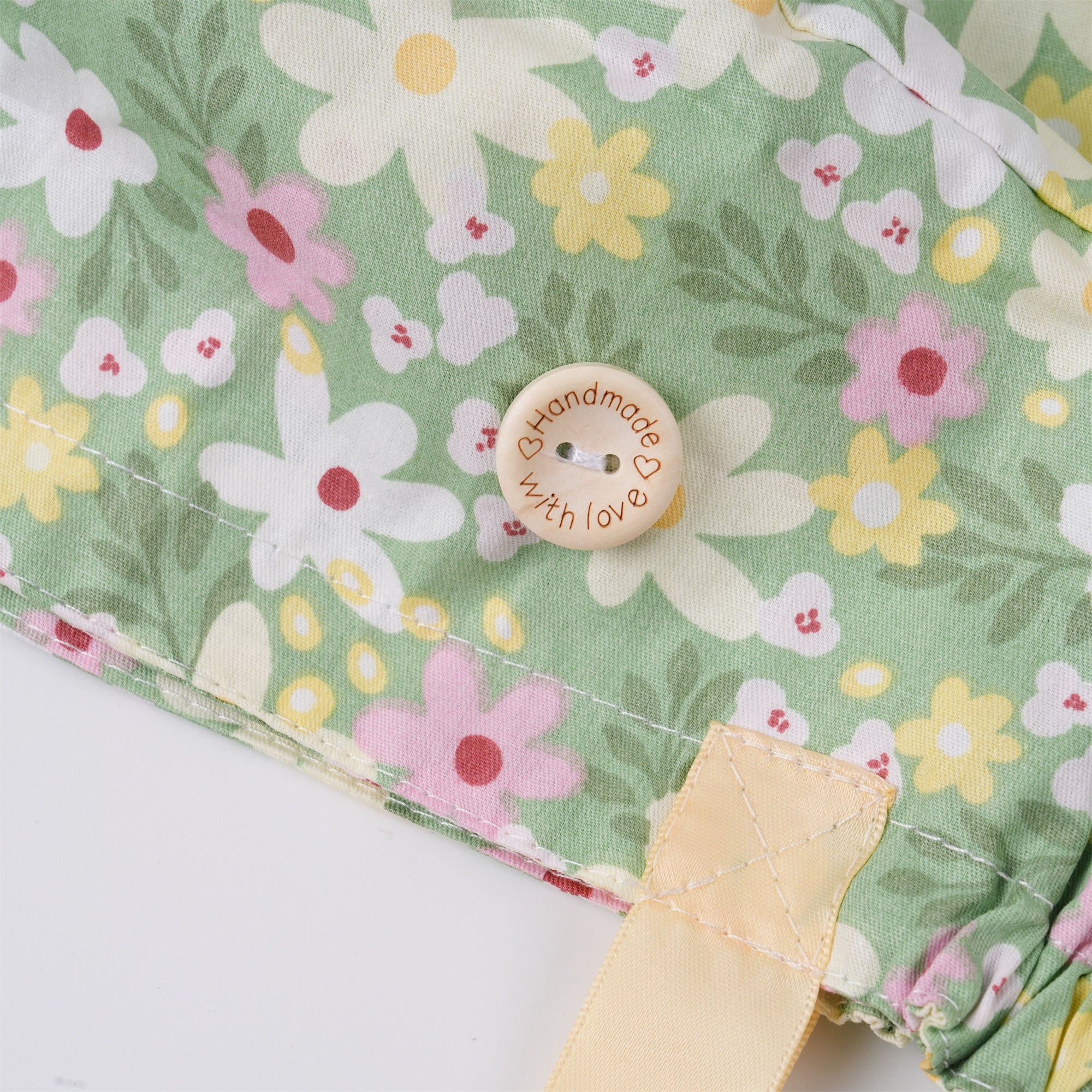 Pink White Floral Cotton Ponytail Scrub Cap