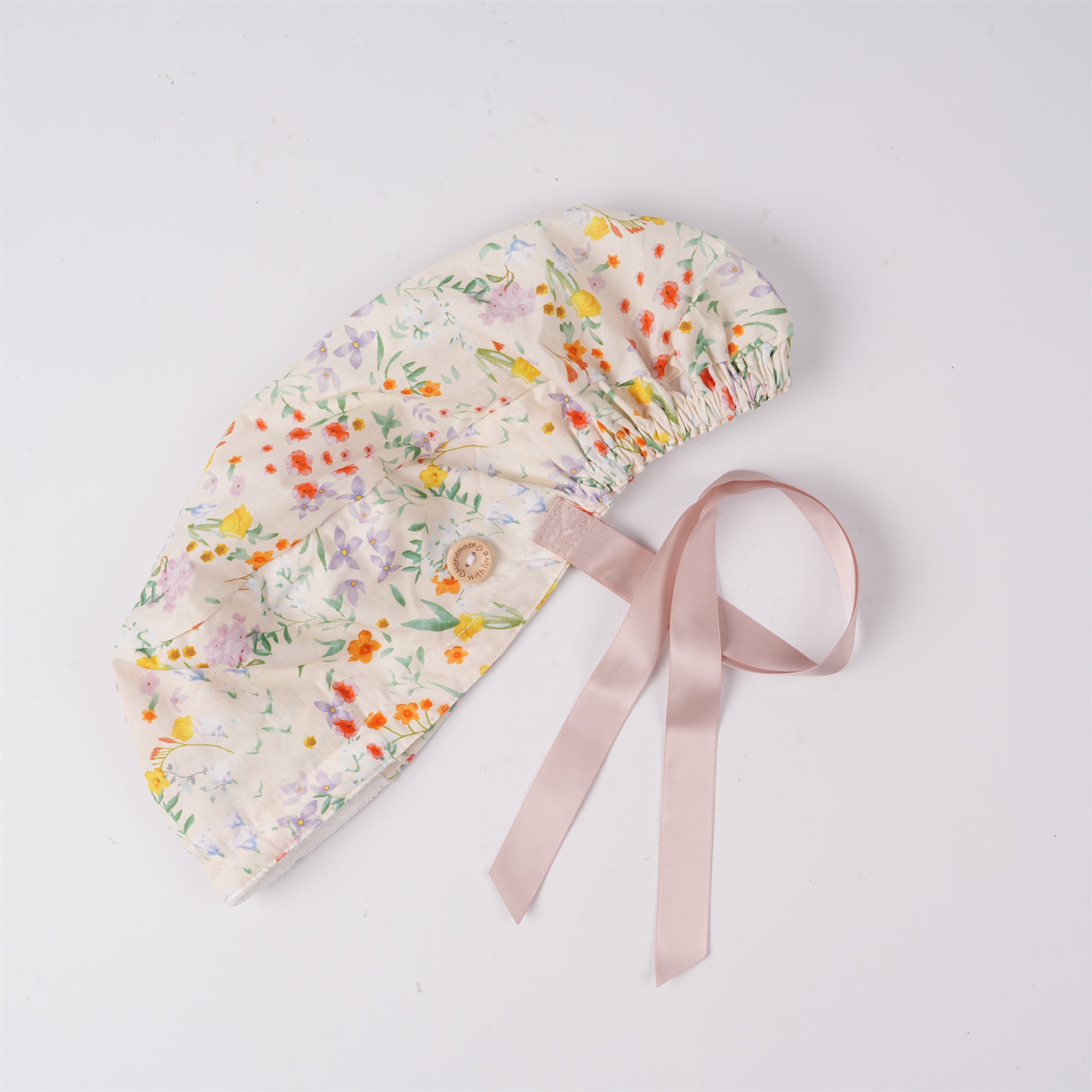 Colorful Flowers Cotton Ponytail Scrub Cap