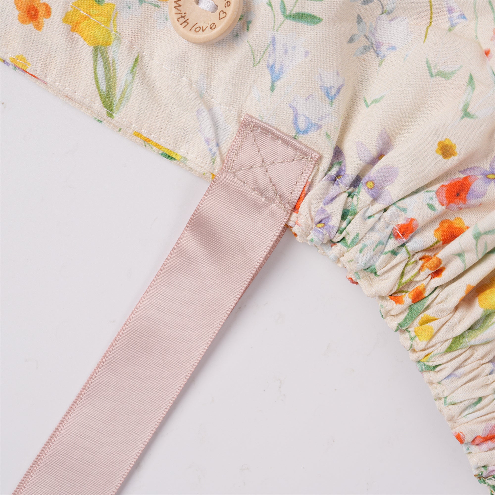Colorful Flowers Cotton Ponytail Scrub Cap