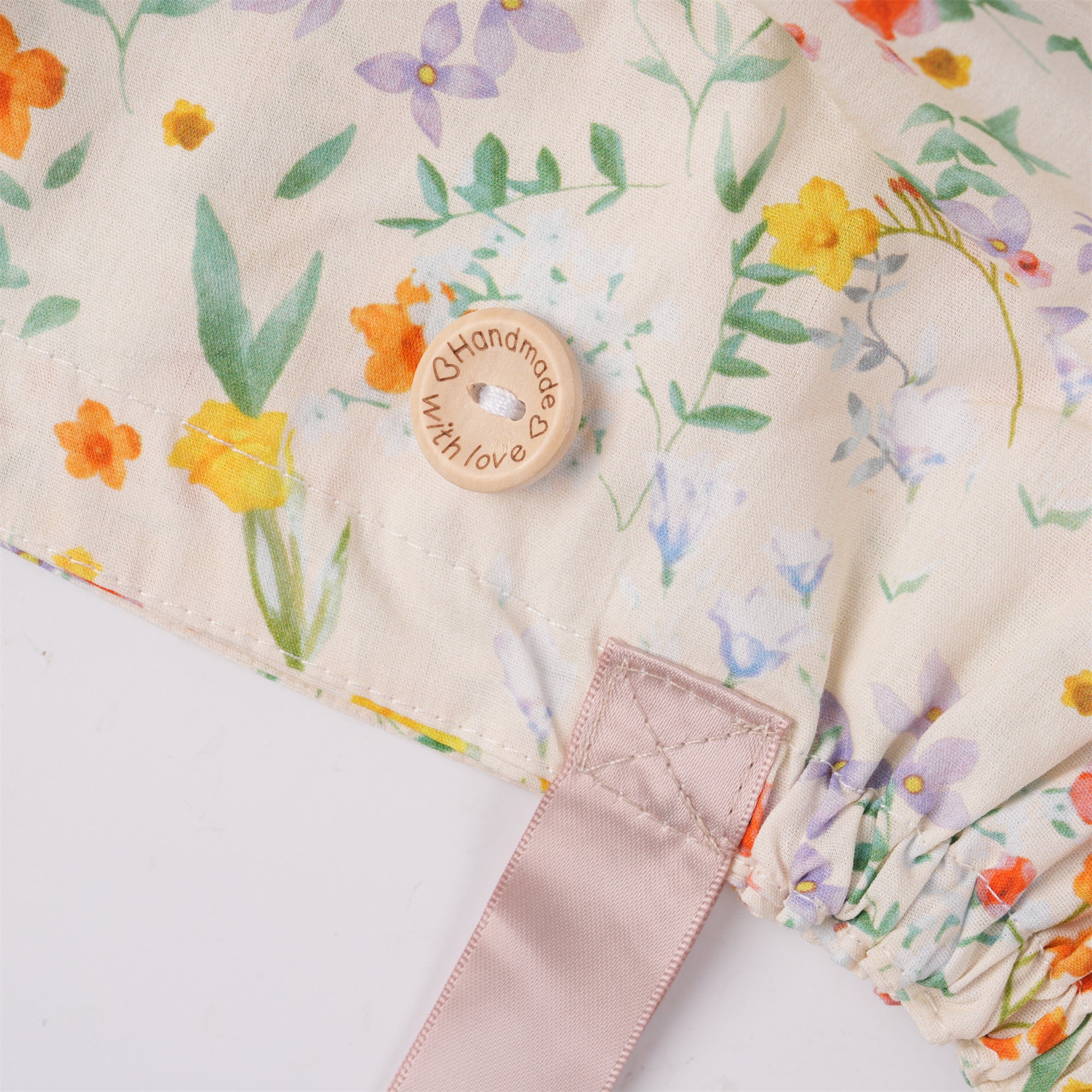 Colorful Flowers Cotton Ponytail Scrub Cap