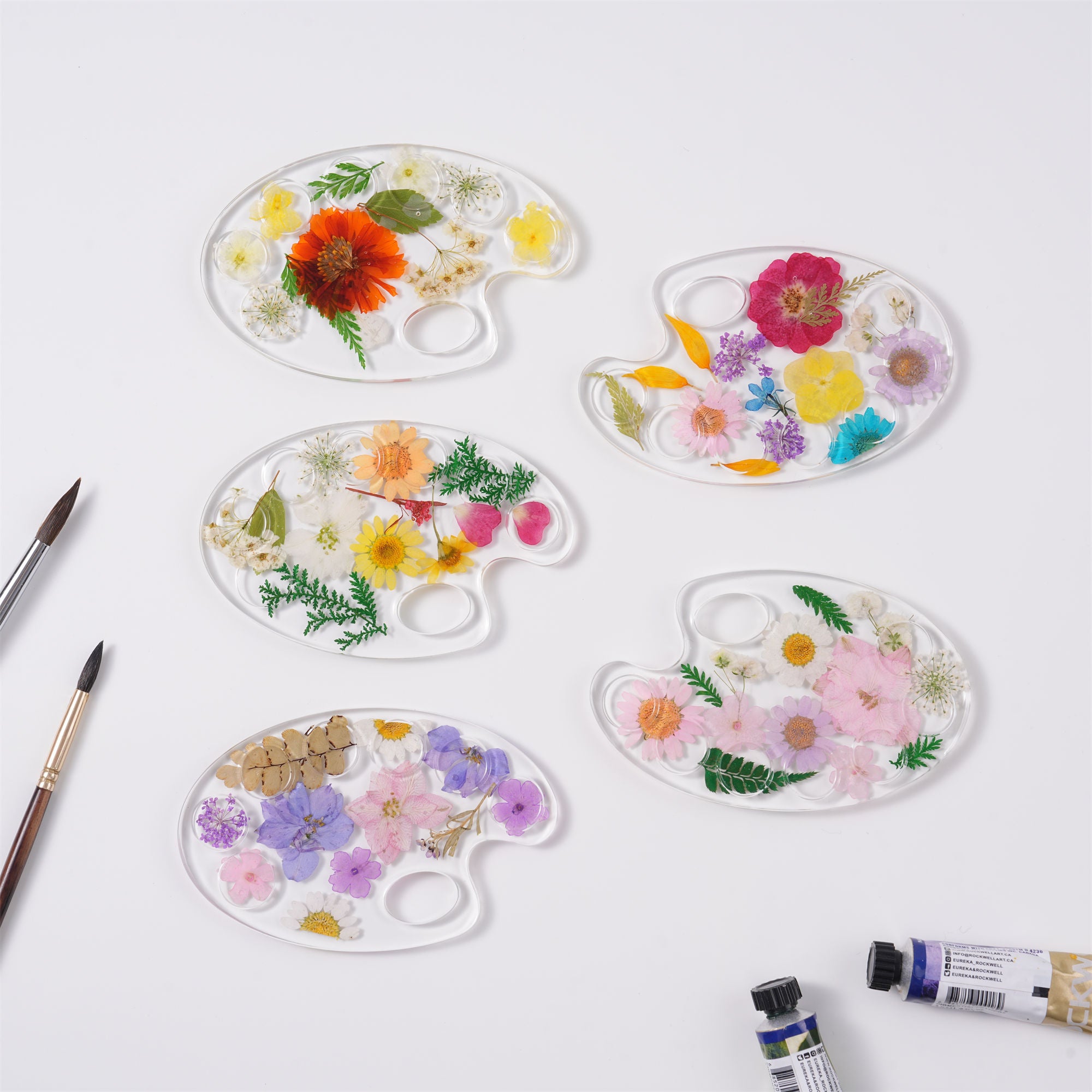 Small Press Flowers Paint Palette,5 Colors,Resin Art,Paint Tool for Artist Gifts