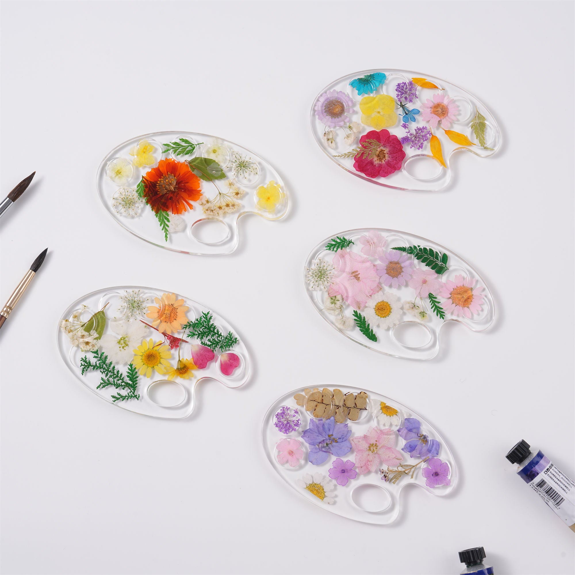 Small Press Flowers Paint Palette,5 Colors,Resin Art,Paint Tool for Artist Gifts