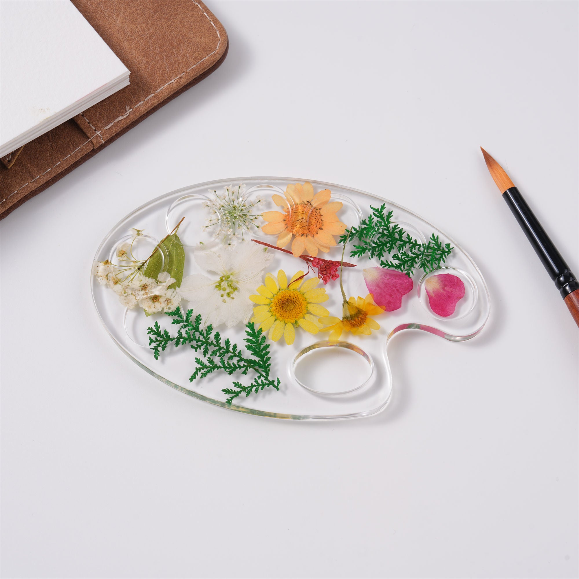 Small Press Flowers Paint Palette,5 Colors,Resin Art,Paint Tool for Artist Gifts