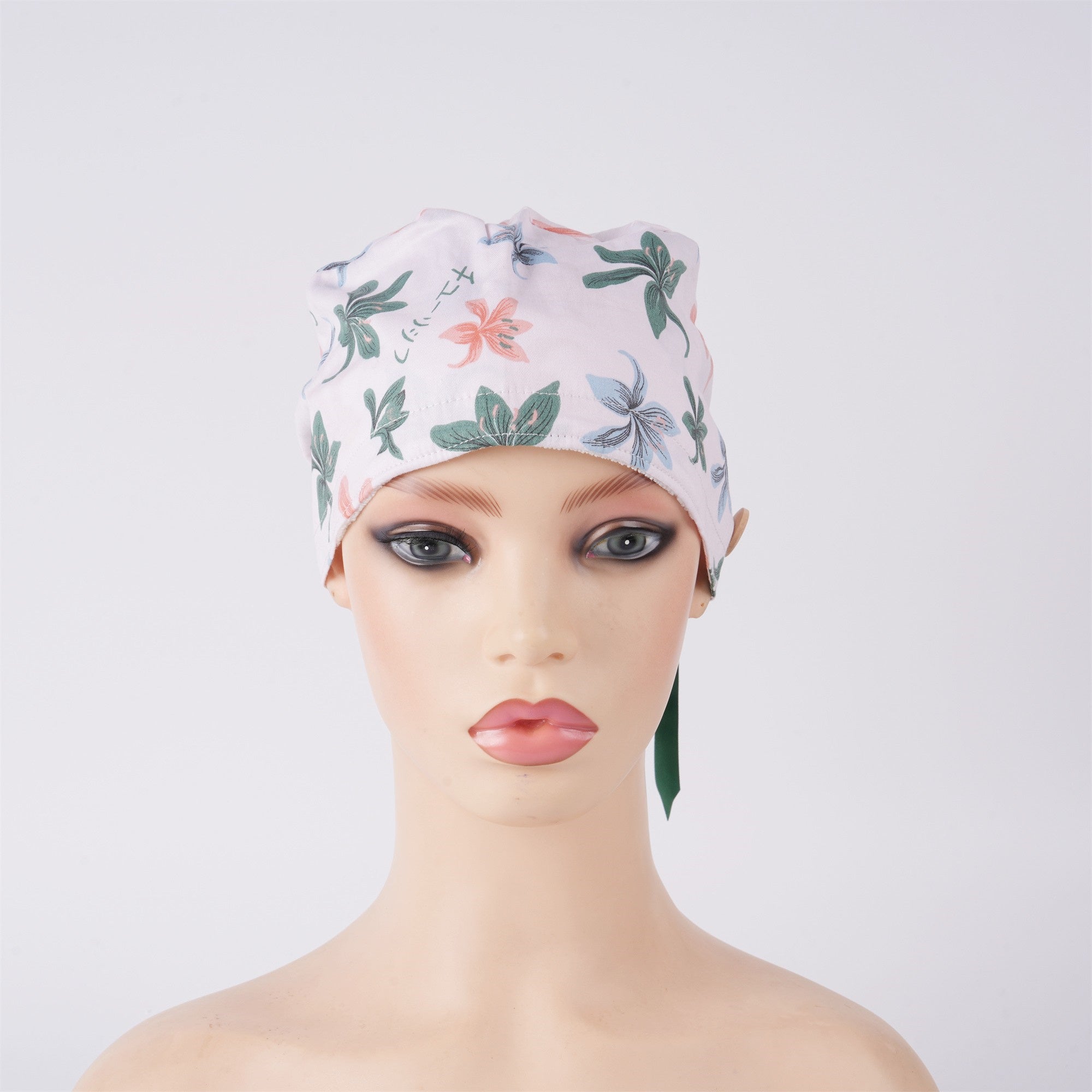 Colorful Lily Flower Cotton Ponytail Scrub Cap