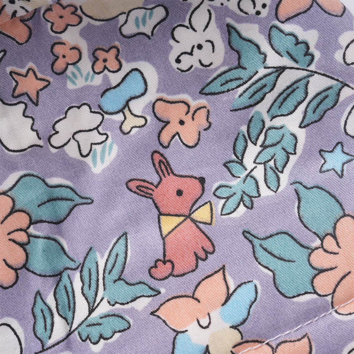 Purple Puppy Floral Cotton Ponytail Scrub Cap