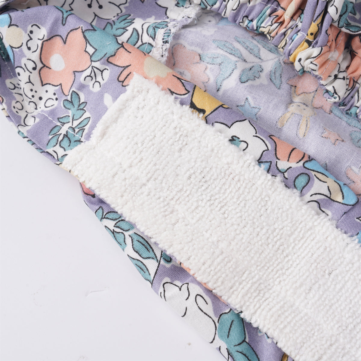 Purple Puppy Floral Cotton Ponytail Scrub Cap