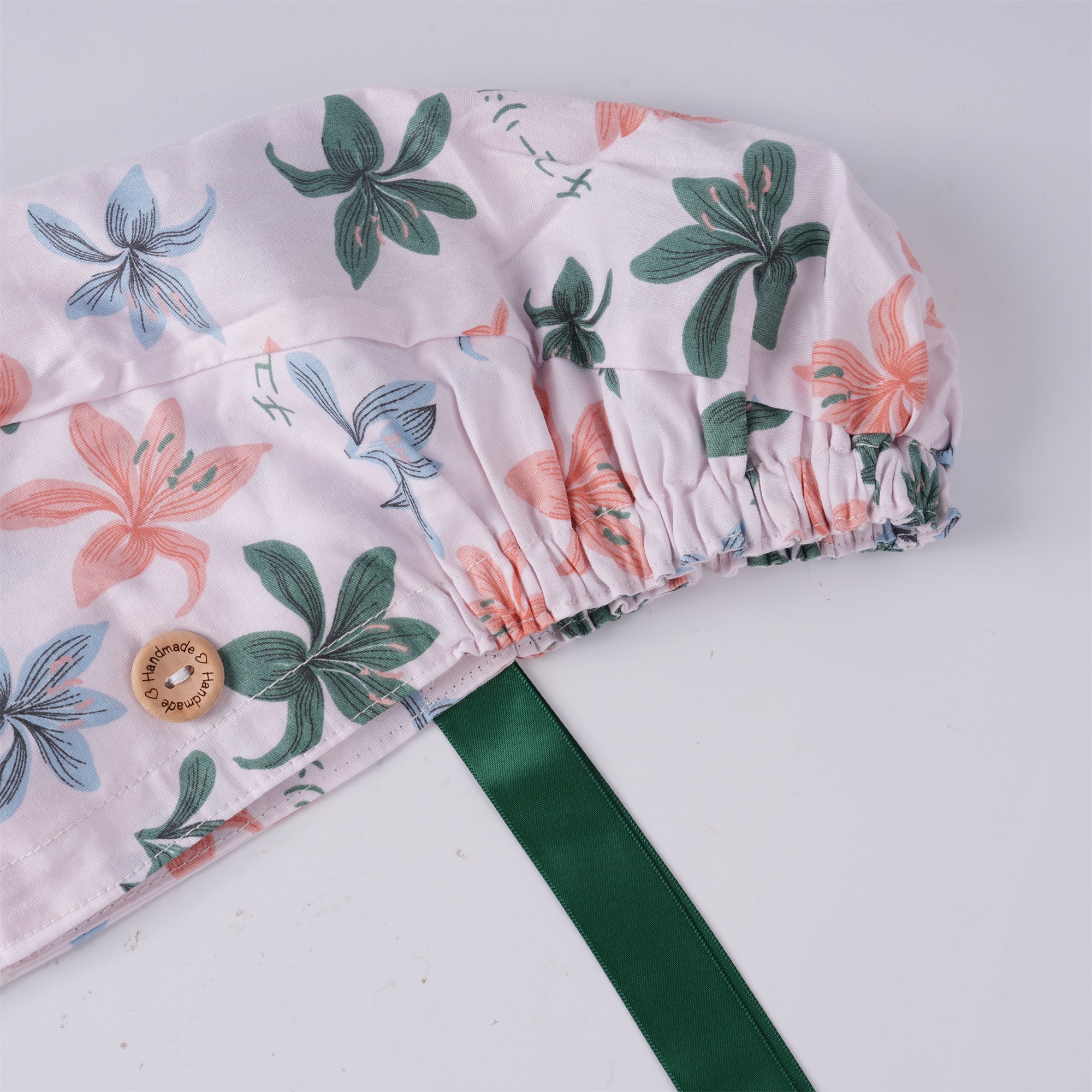 Colorful Lily Flower Cotton Ponytail Scrub Cap