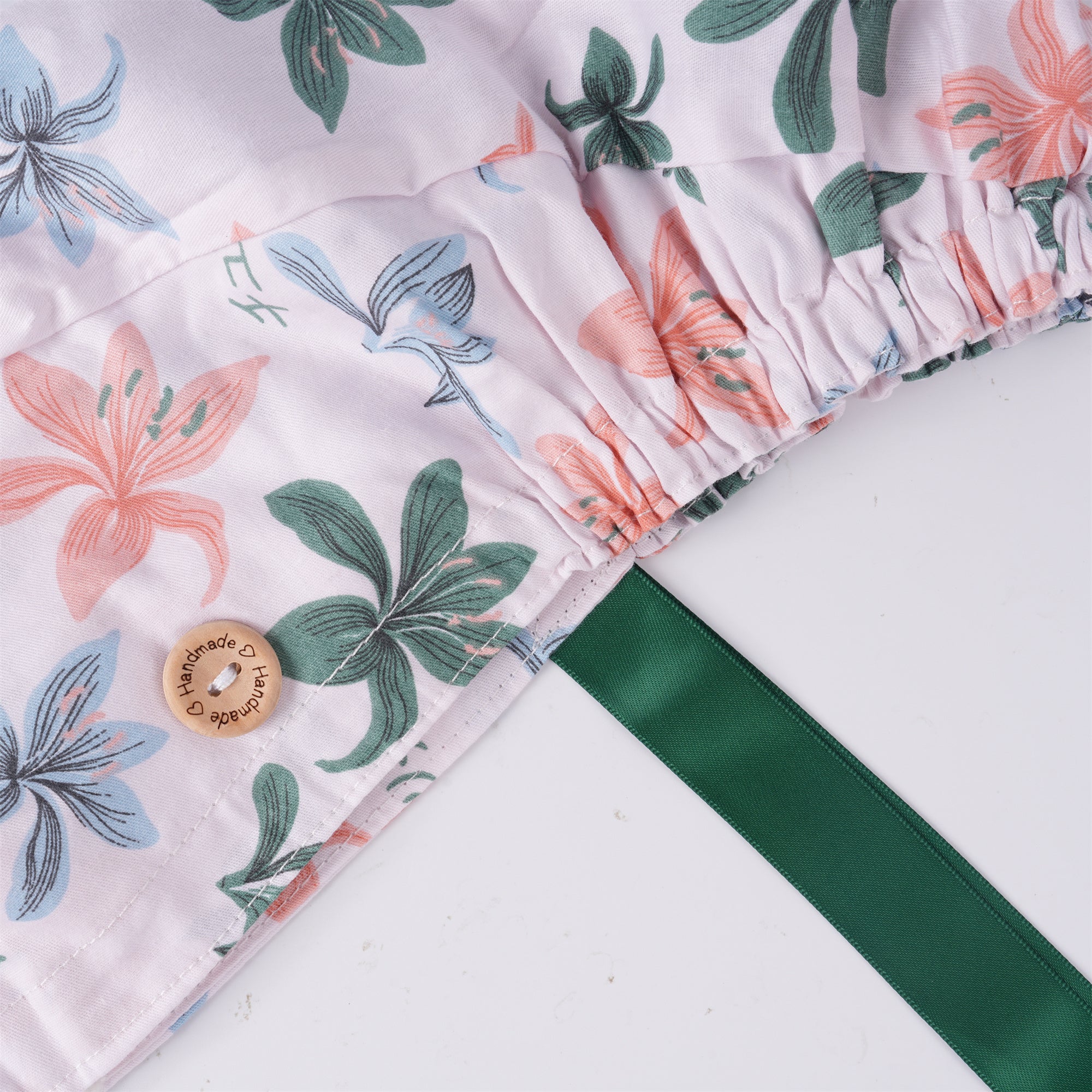 Colorful Lily Flower Cotton Ponytail Scrub Cap