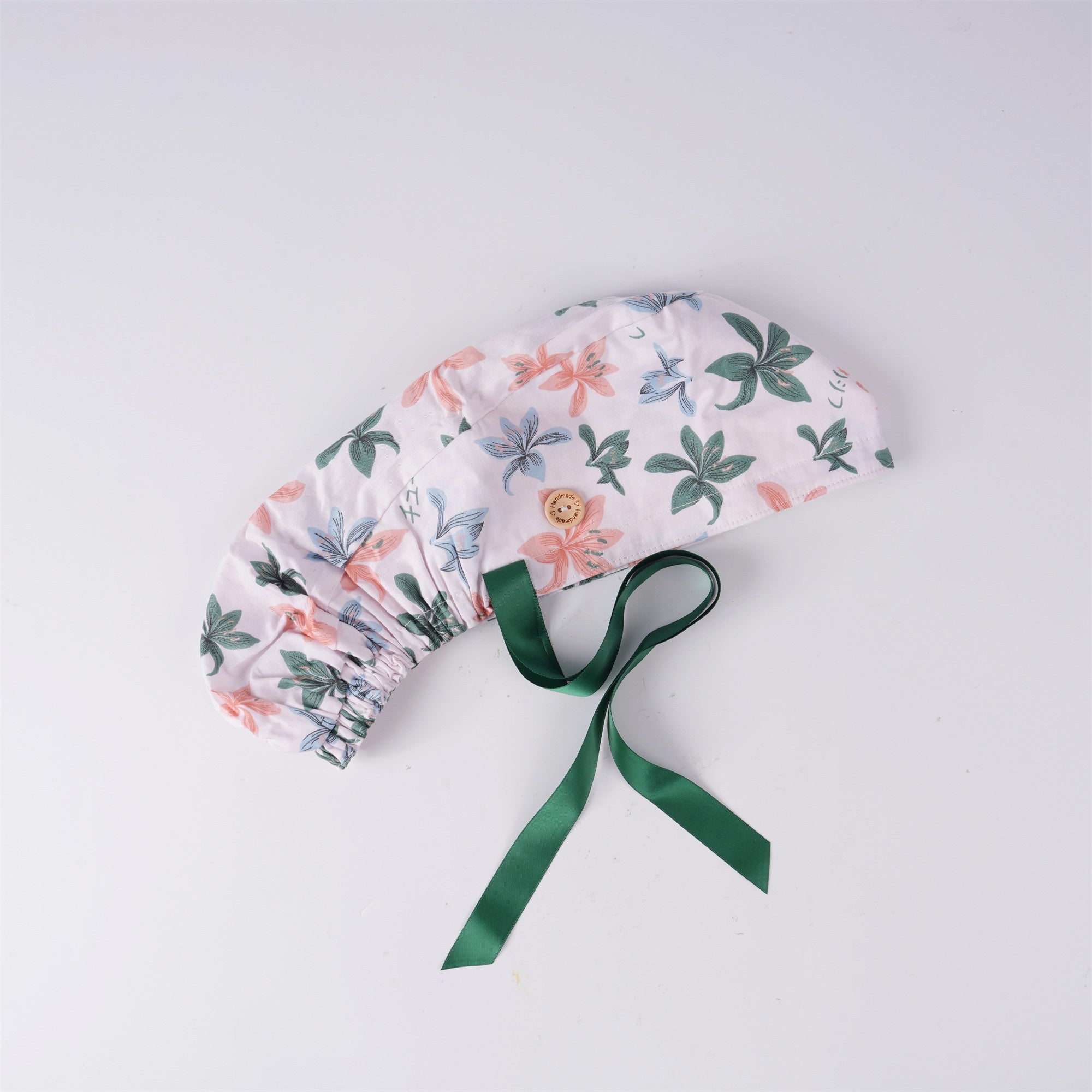 Colorful Lily Flower Cotton Ponytail Scrub Cap