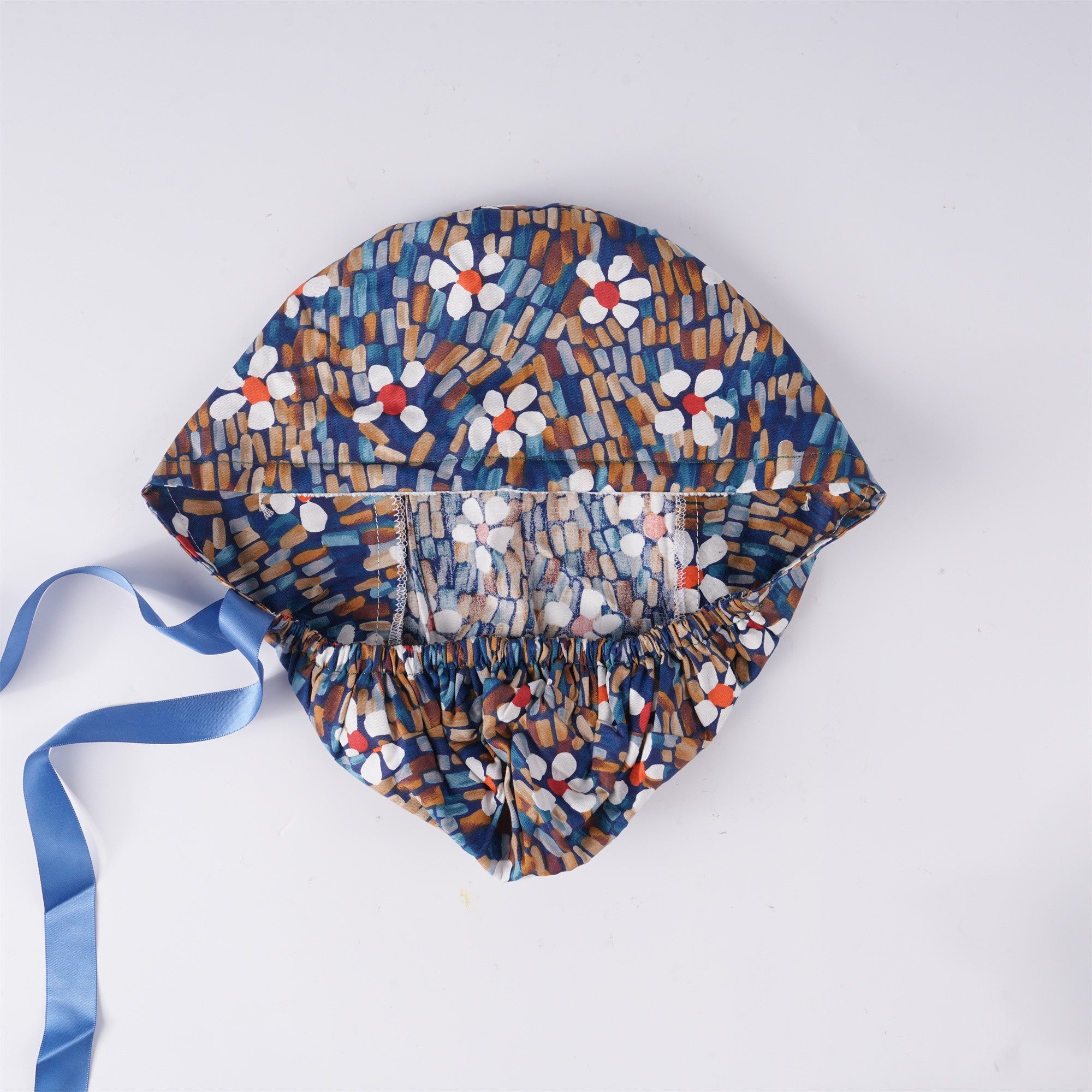 Abstract Flowers Ponytail Scrub Cap Women Long Hair