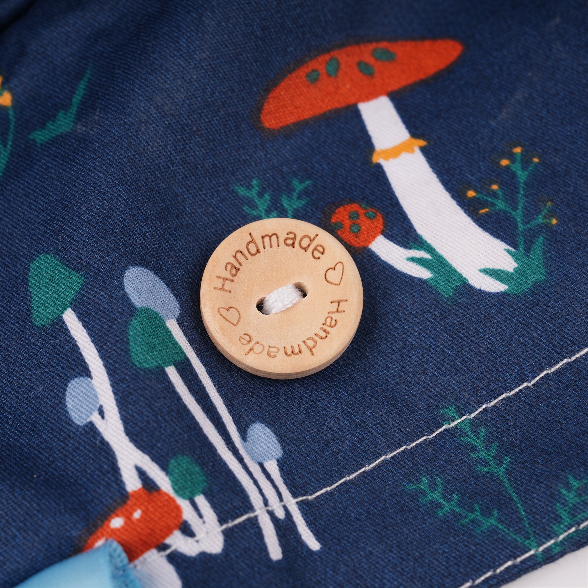 Navy Mushroom Cotton Ponytail Scrub Cap