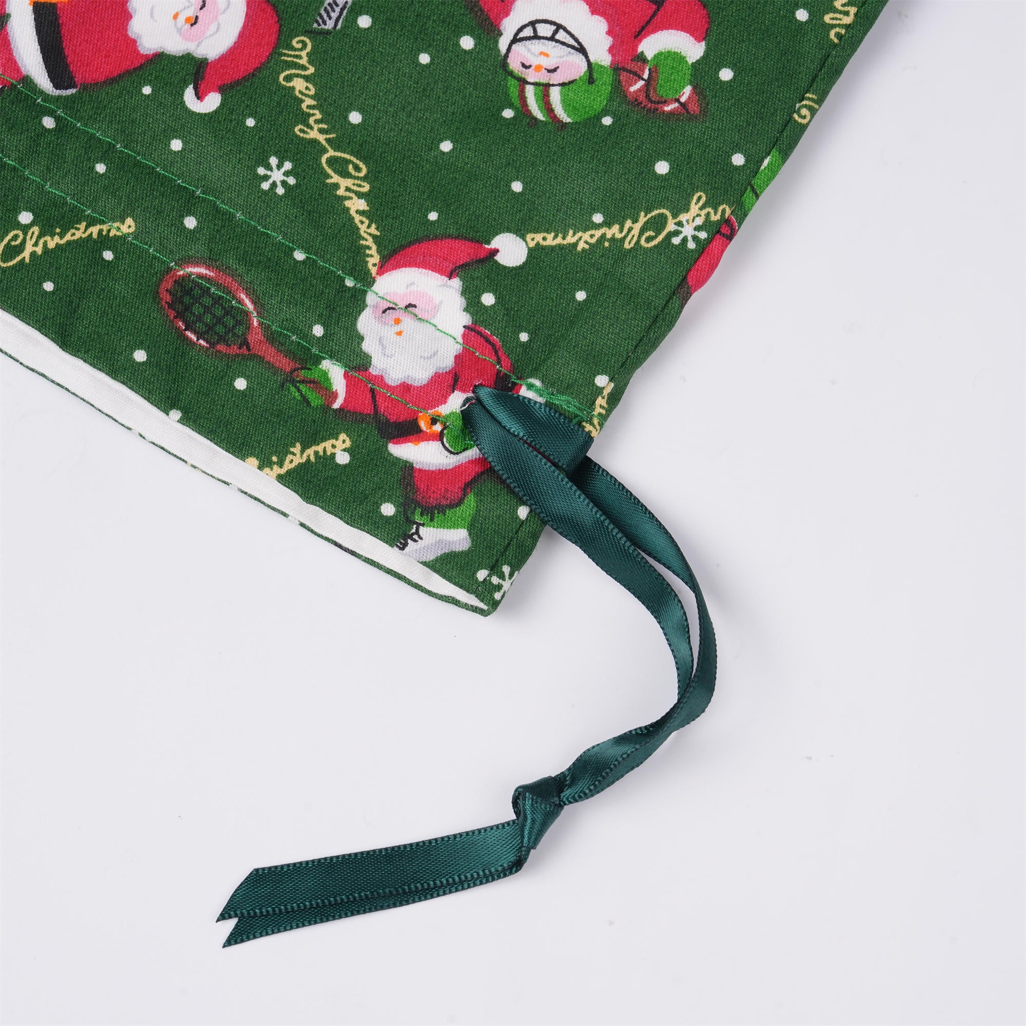 Green Christmas Drawstring Gift Bags,Santa,Holiday Gift Wrapping
