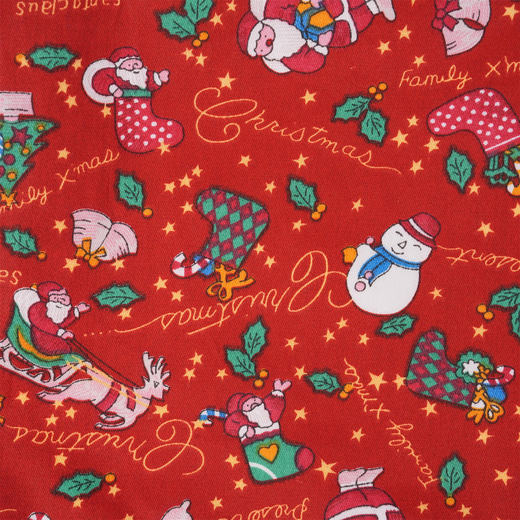 Red Merry Christmas Drawstring Gift Bag,Santa/Snowman/Sock Print,Glitter Star