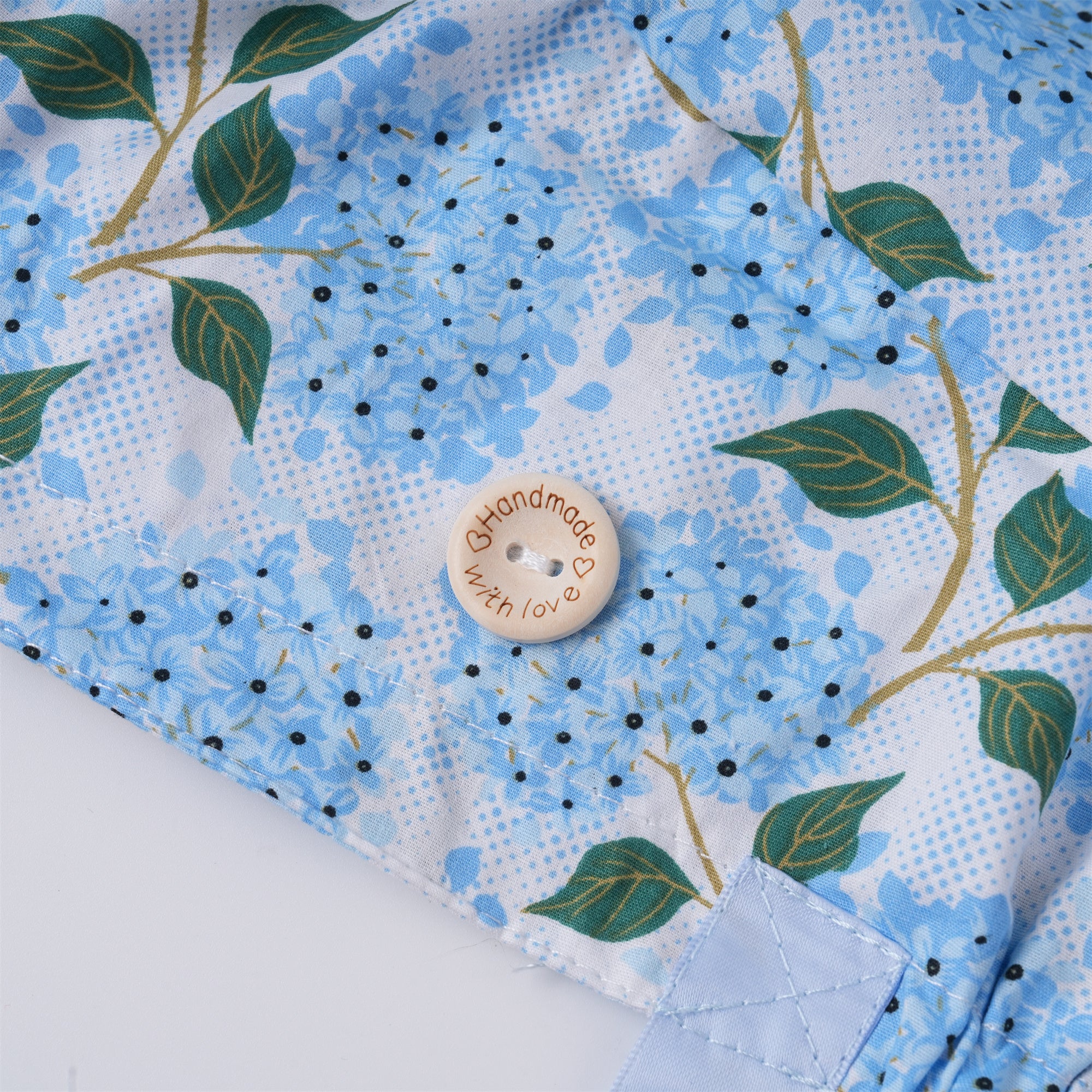 Blue Hydrangea Cotton Ponytail Scrub Cap
