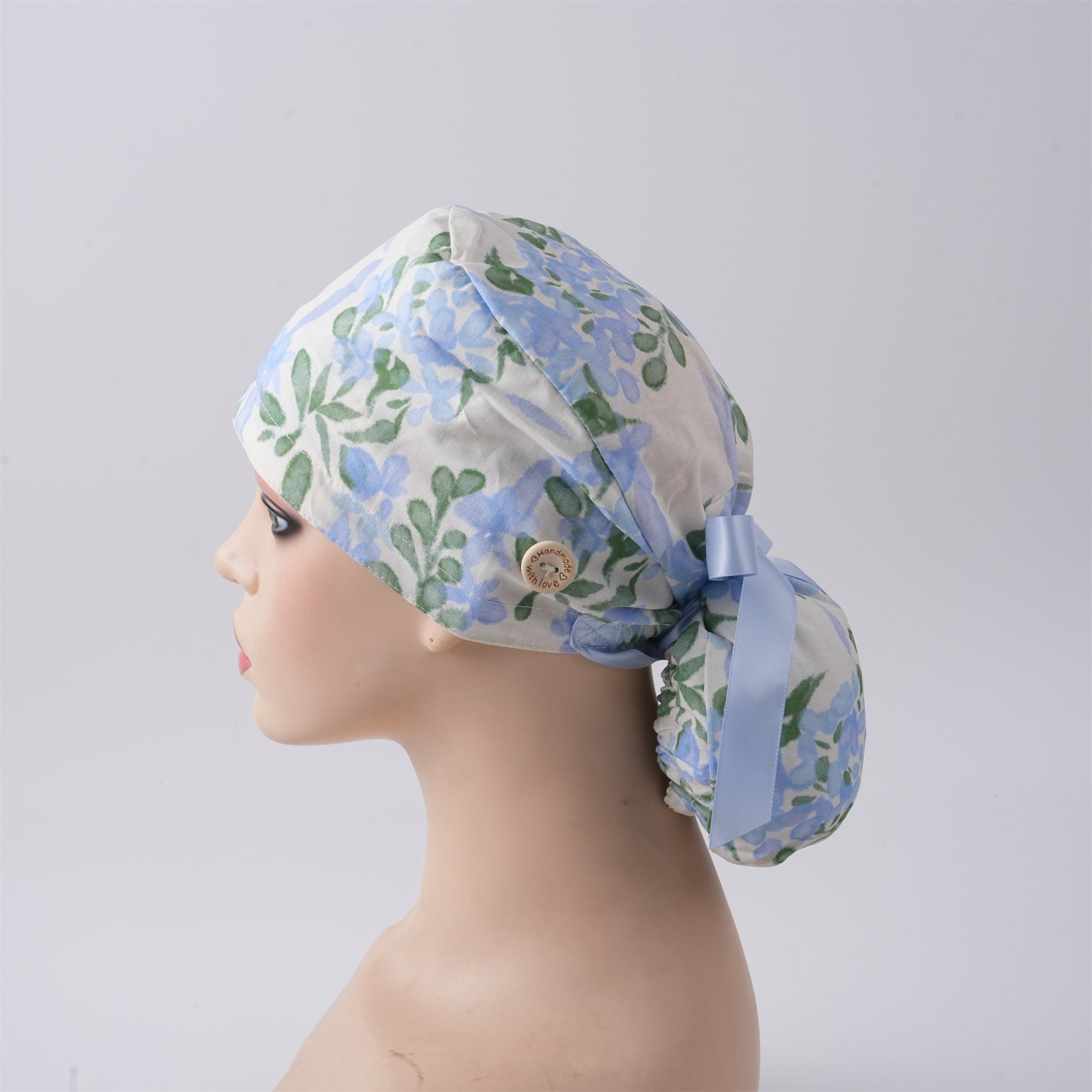 Blue Hyacinths Cotton Ponytail Scrub Cap