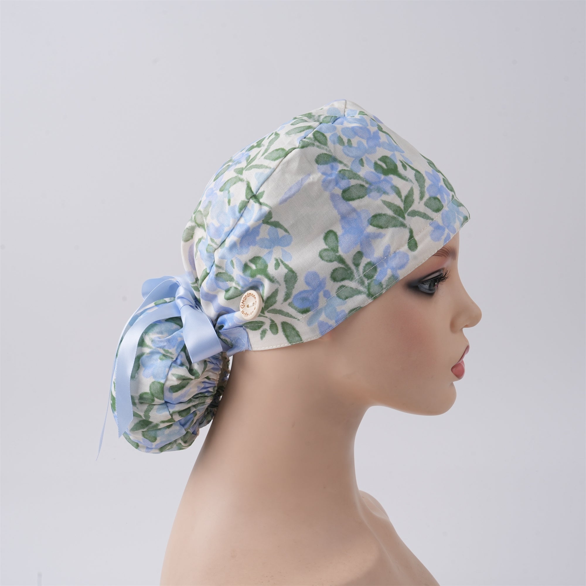 Blue Hyacinths Cotton Ponytail Scrub Cap