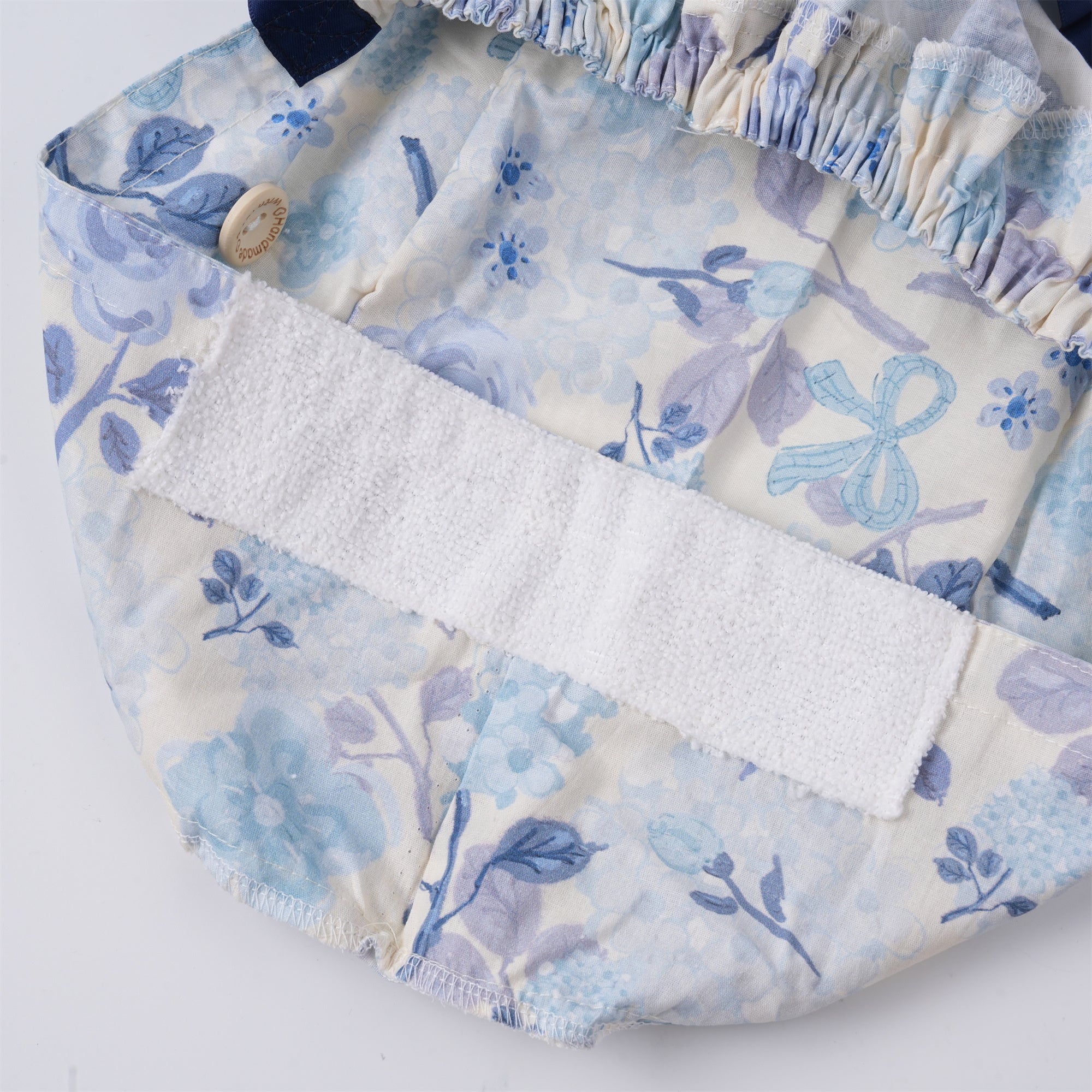 Navy Watercolor Flower Cotton Ponytail Scrub Cap