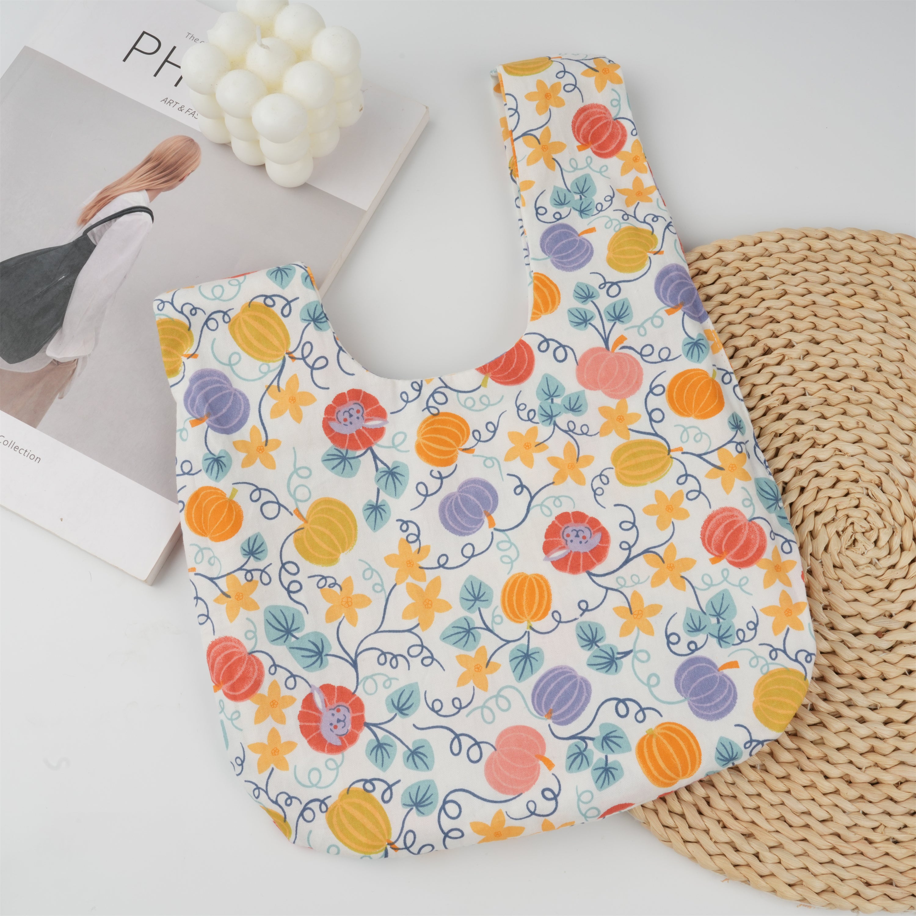Pumpkin/Dog Print Japanese Knot Bag,Small Carry Bag