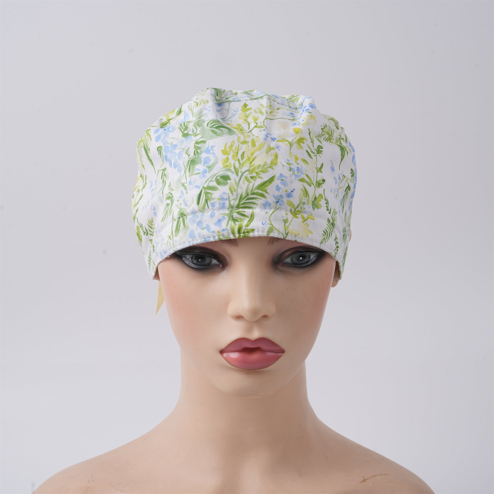 Watercolor Botianical Cotton Ponytail Scrub Cap