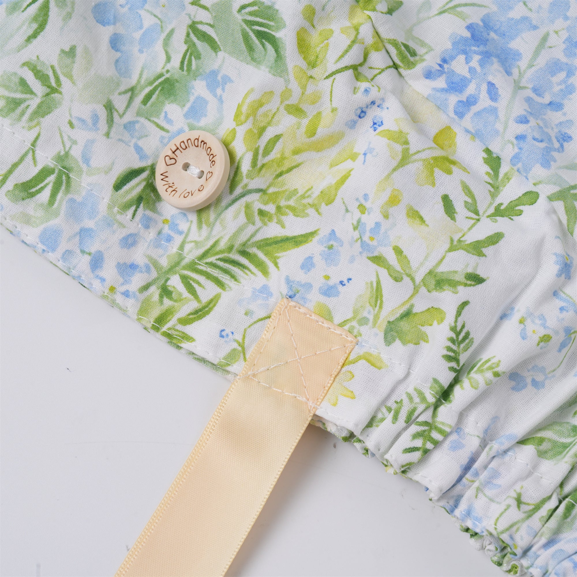 Watercolor Botianical Cotton Ponytail Scrub Cap