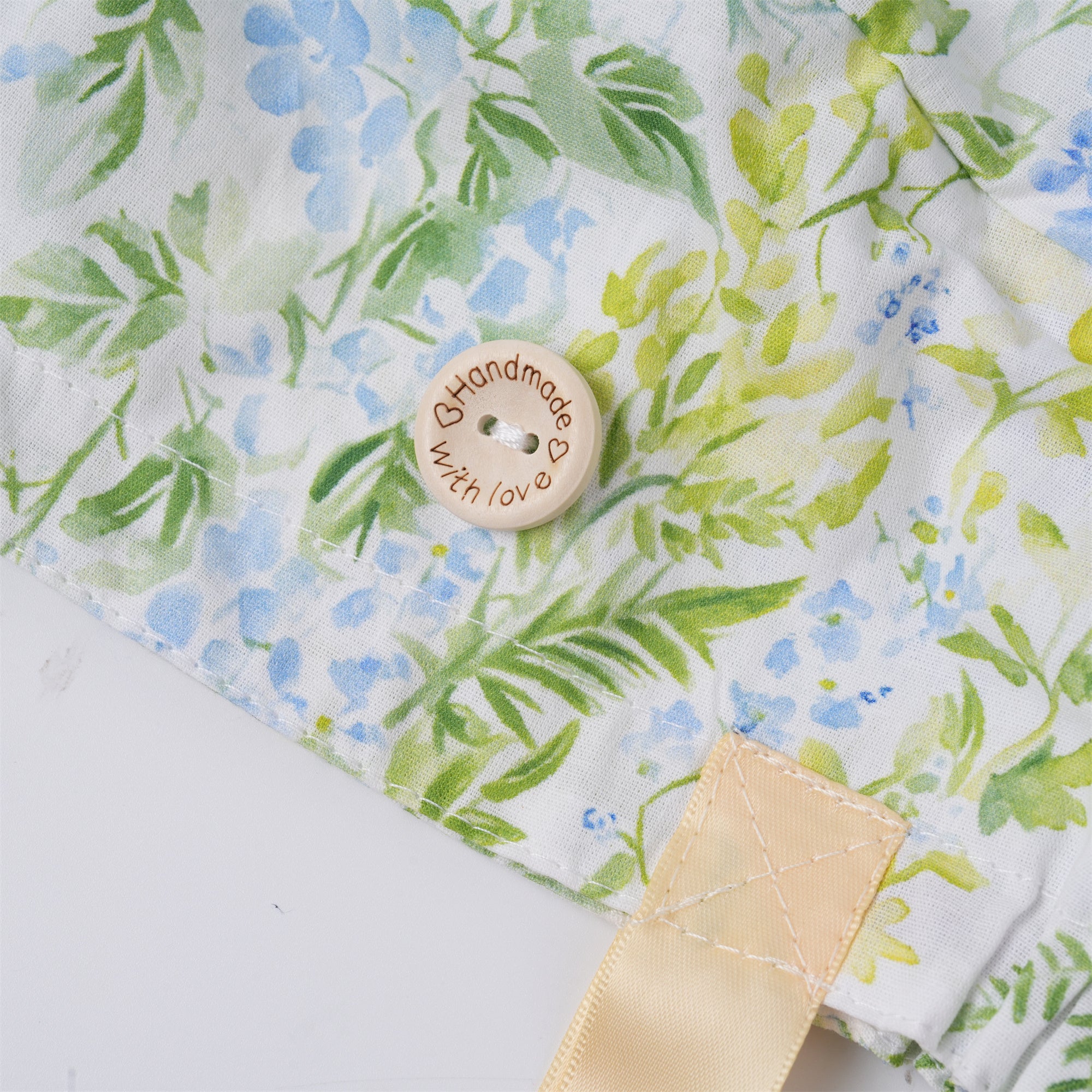Watercolor Botianical Cotton Ponytail Scrub Cap