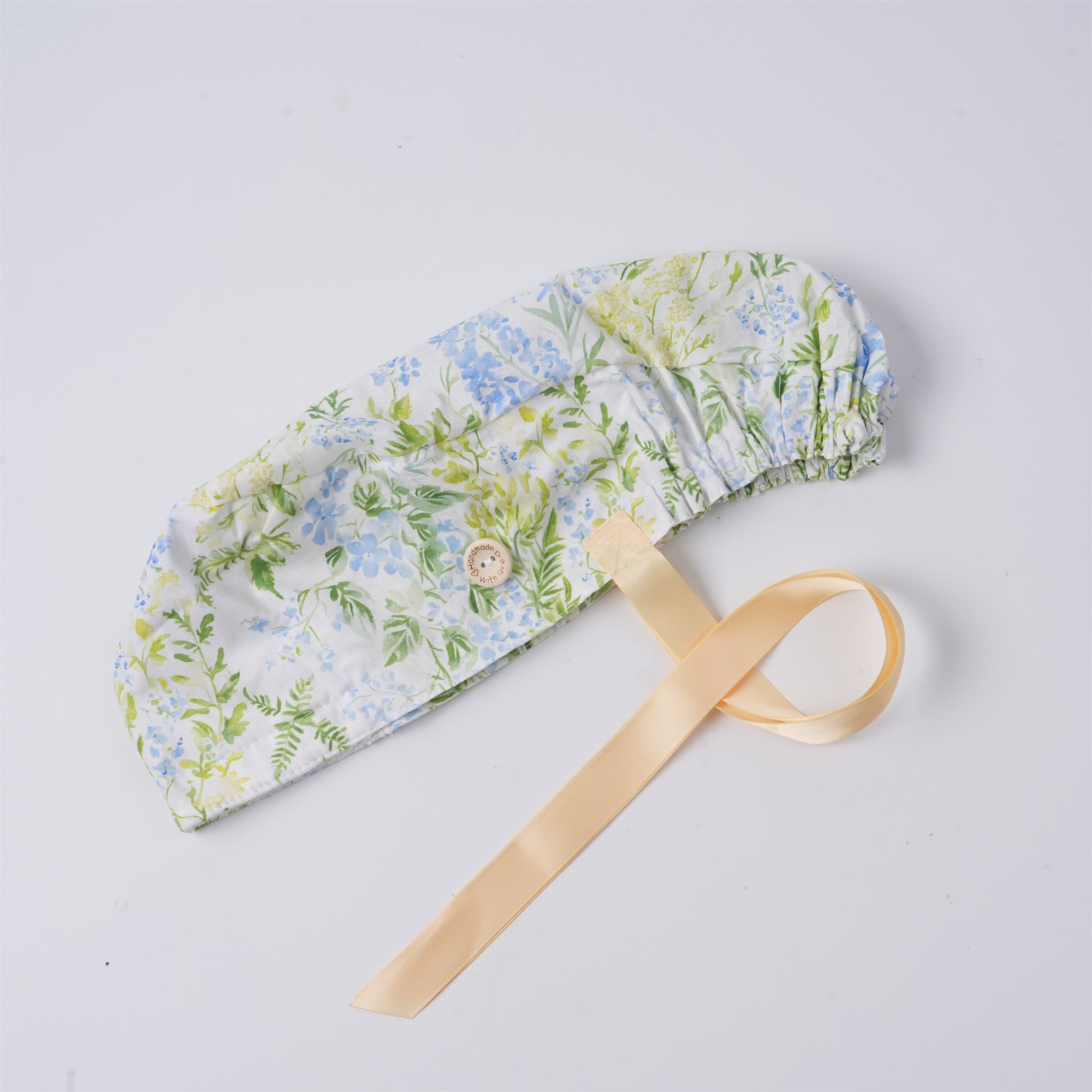 Watercolor Botianical Cotton Ponytail Scrub Cap
