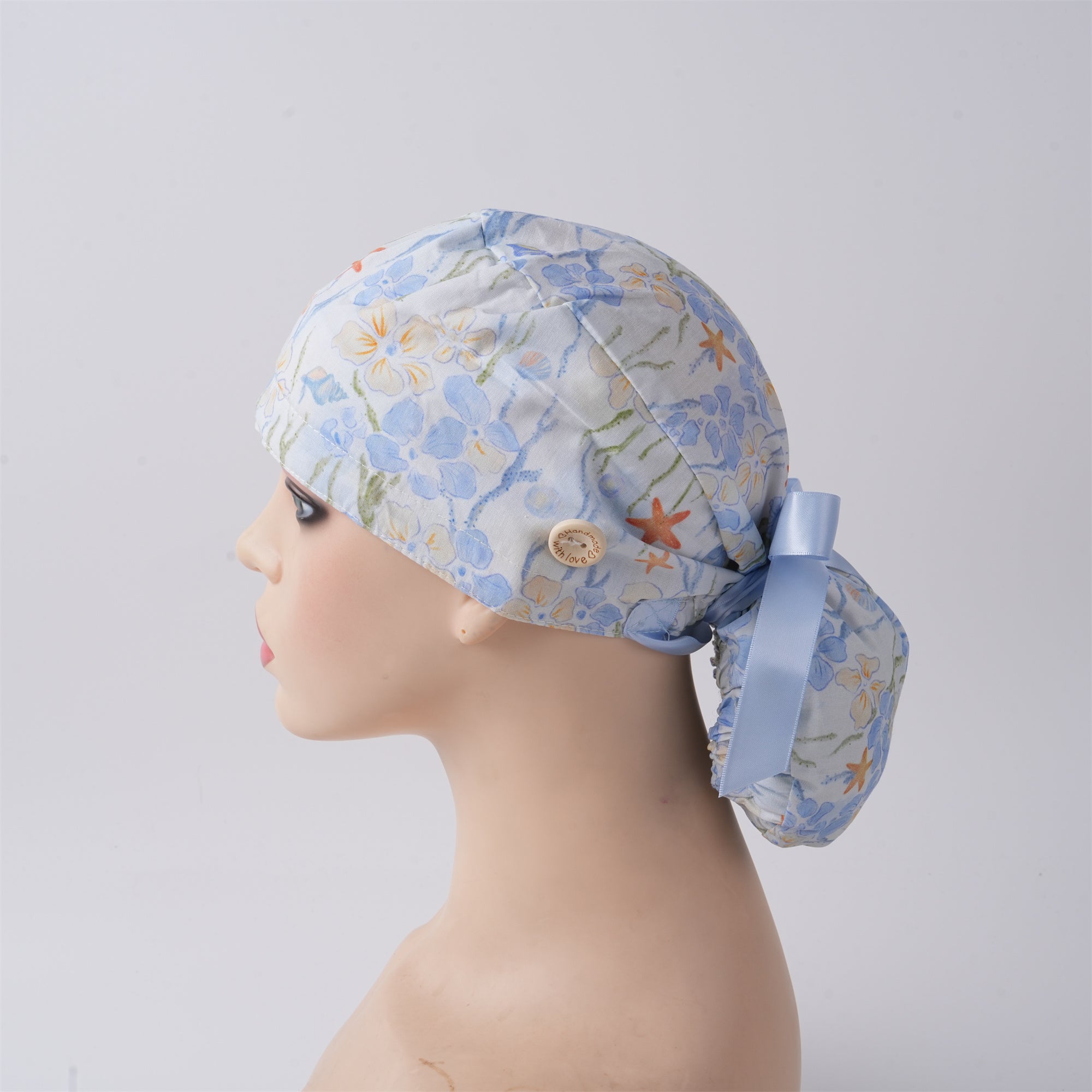 Blue Ocean Animal Ponytail Scrub Cap