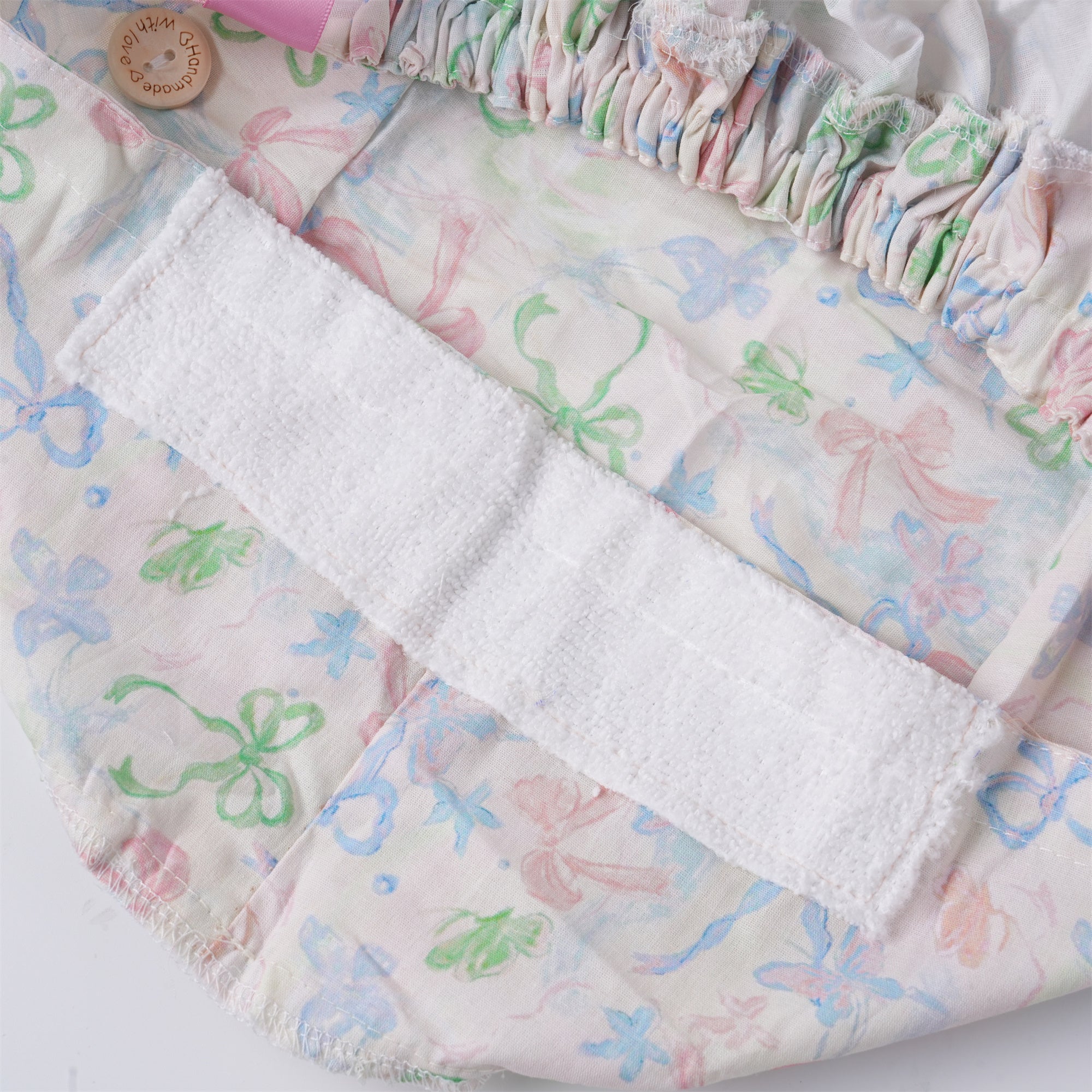 Pink Watercolor Bow Cotton Ponytail Scrub Cap