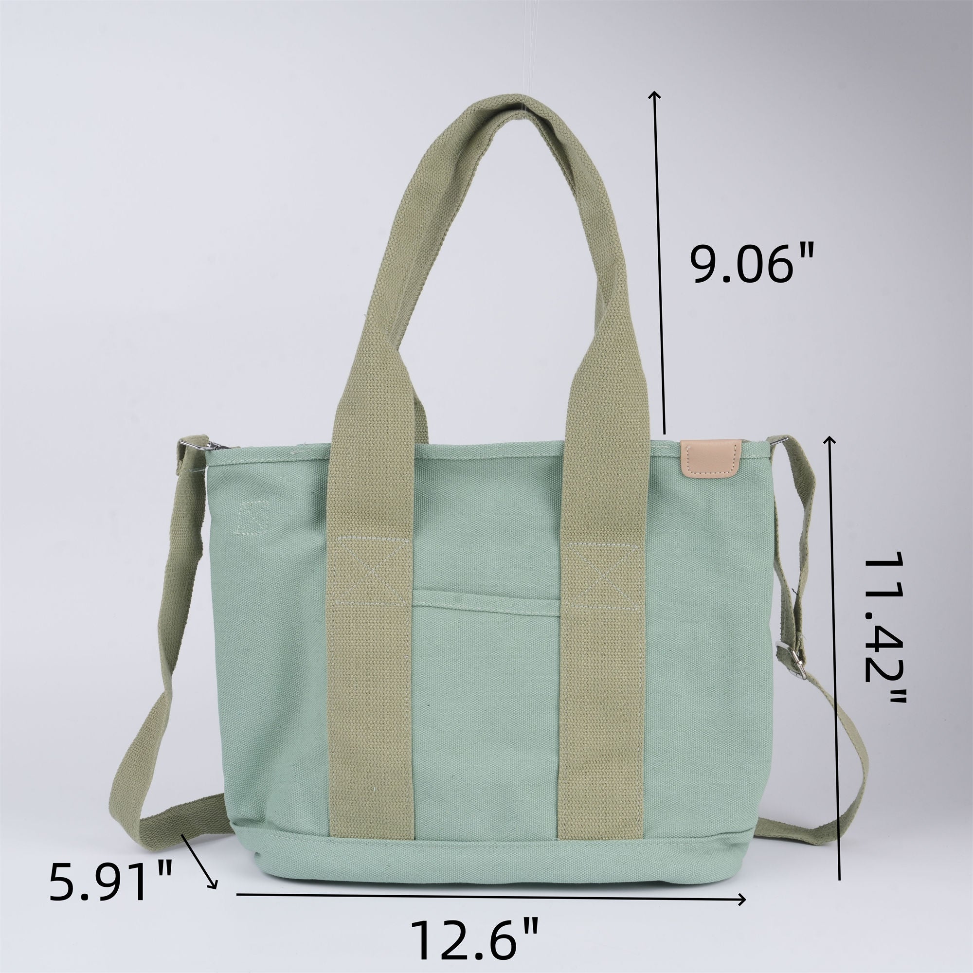 Janpaness Solid Color Tote Bag with Multi-Pockets,Large Capacity