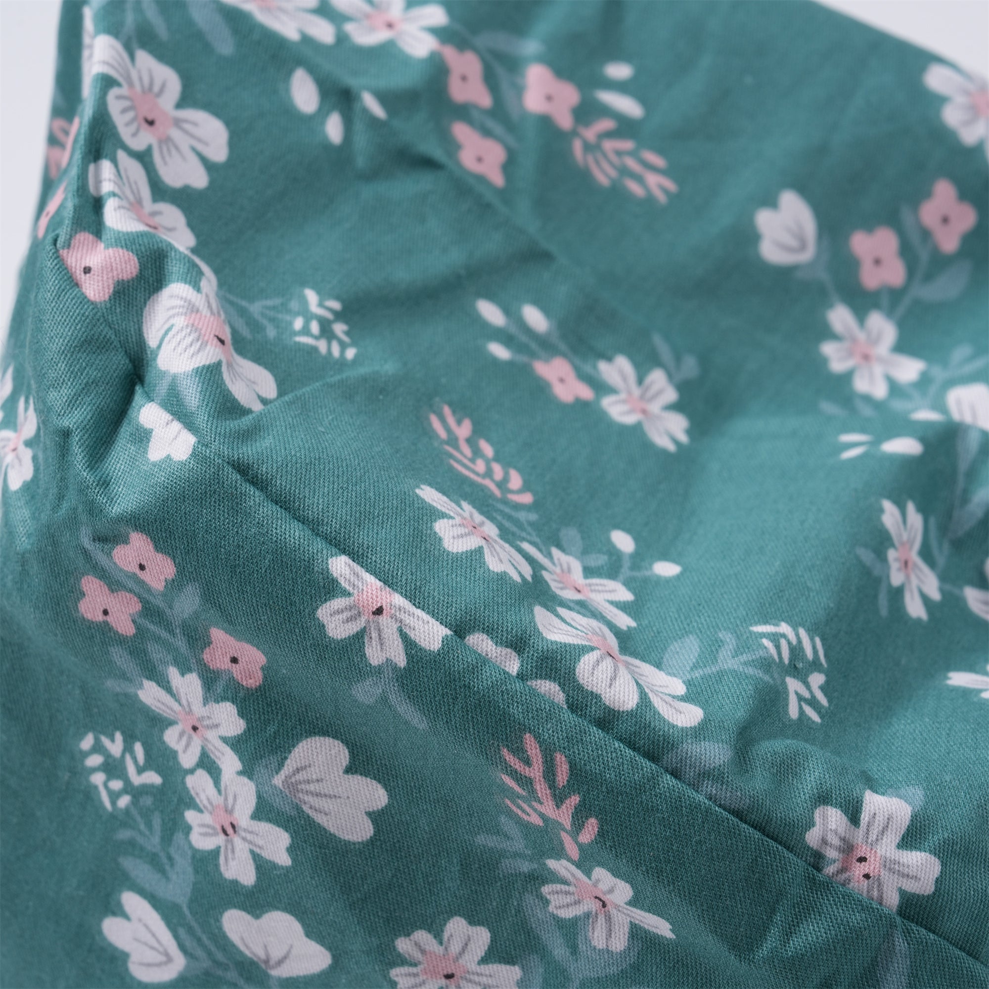 Green Cotton Surgical Tieback Scrub Cap, White Pink Print