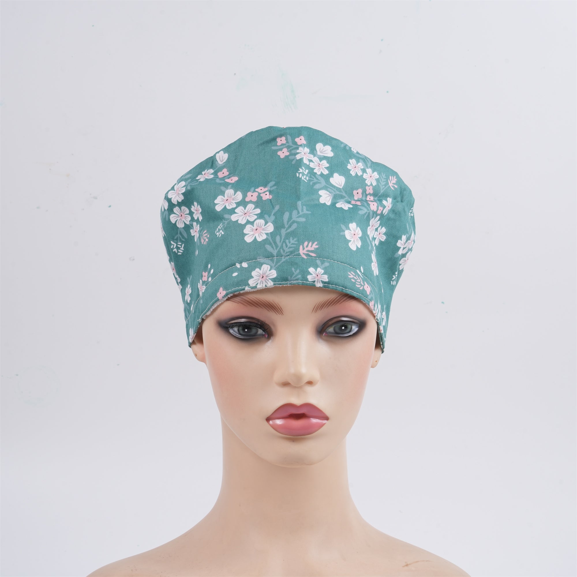 Cherry Blooms Surgical Scrub Cap, Handmade Cotton Tiebcak Surgery Cap
